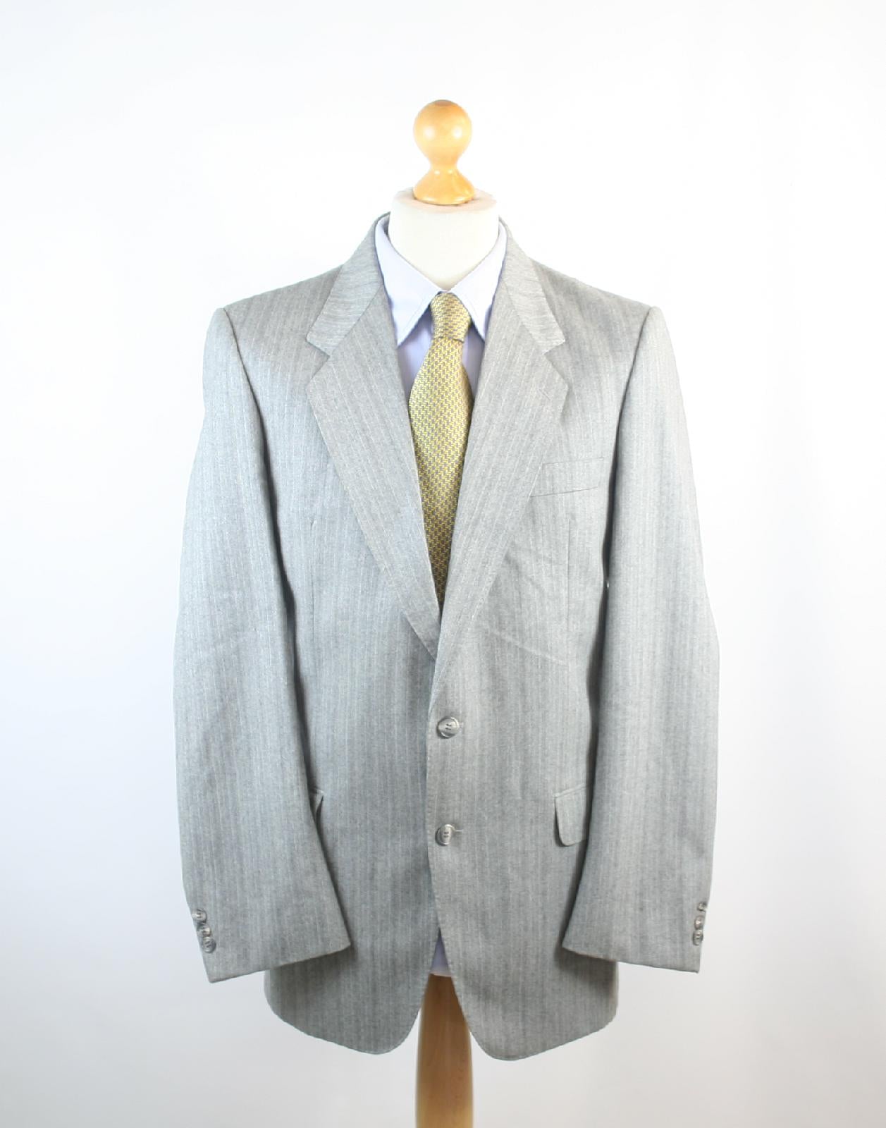 Desch Mens Grey Herringbone Wool Suit Jacket Size 40/Ja