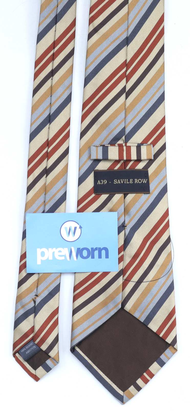 A39 Savile Row Mens Gold Striped 100% Silk Extra Wide Fit Tie