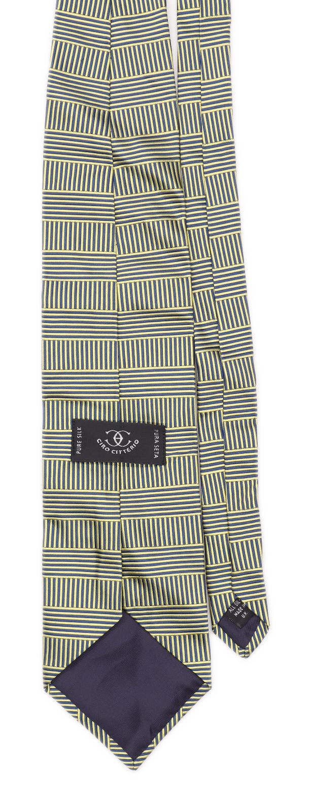 Ciro Citterio Mens Yellow Striped 100% Silk Classic Fit Tie