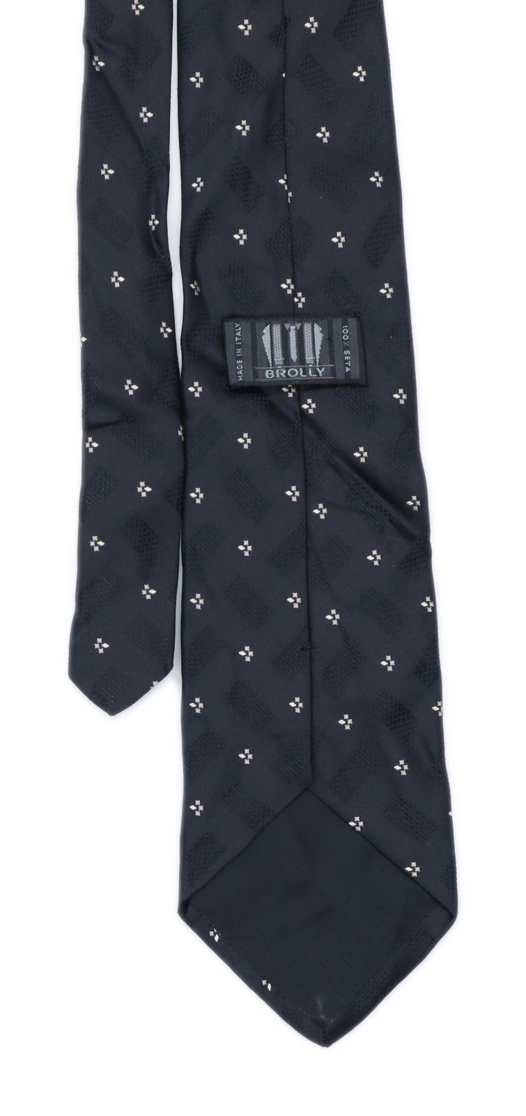 Brolly Mens Black Geometric 100% Silk Extra Wide Fit Tie