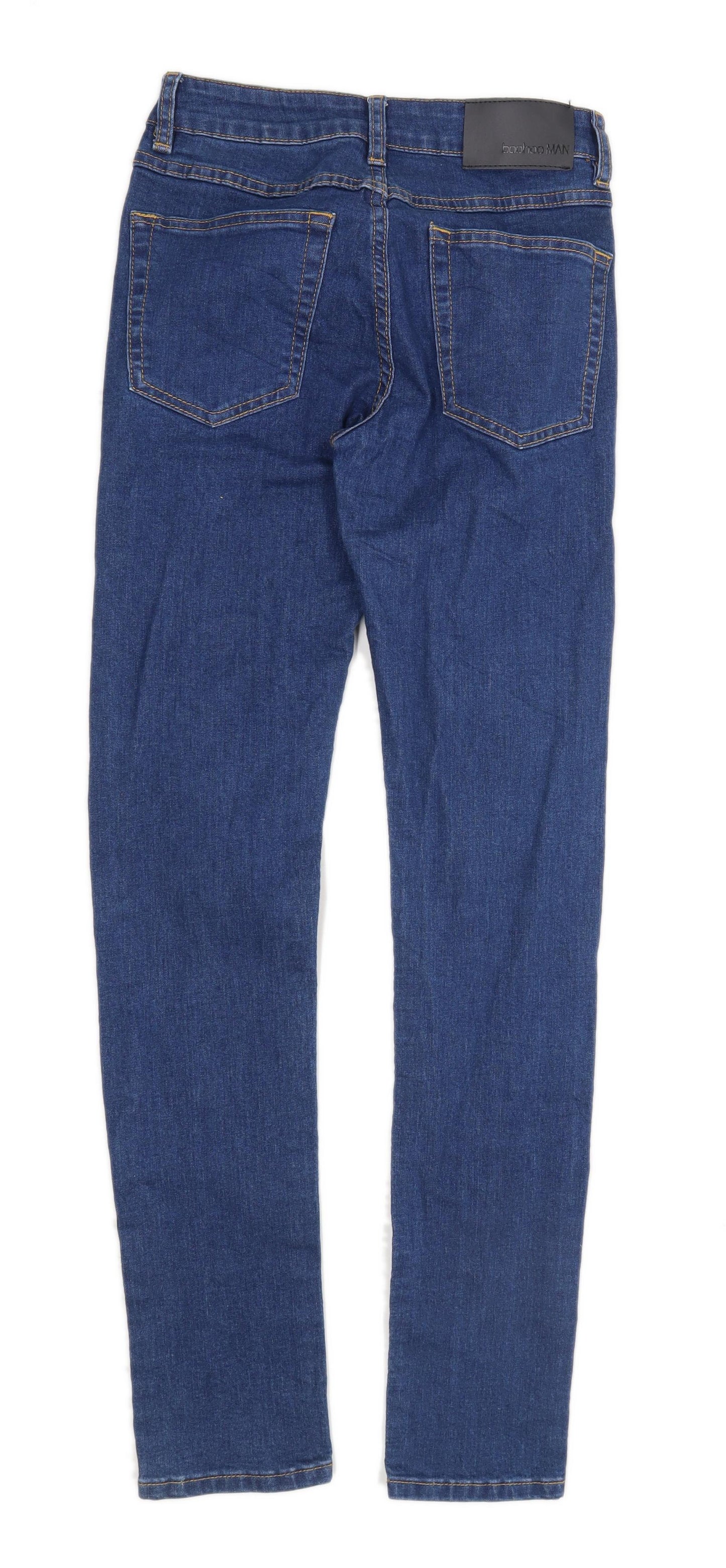 Boohoo Mens Graphic Blue Denim Jeans Size W28/L30