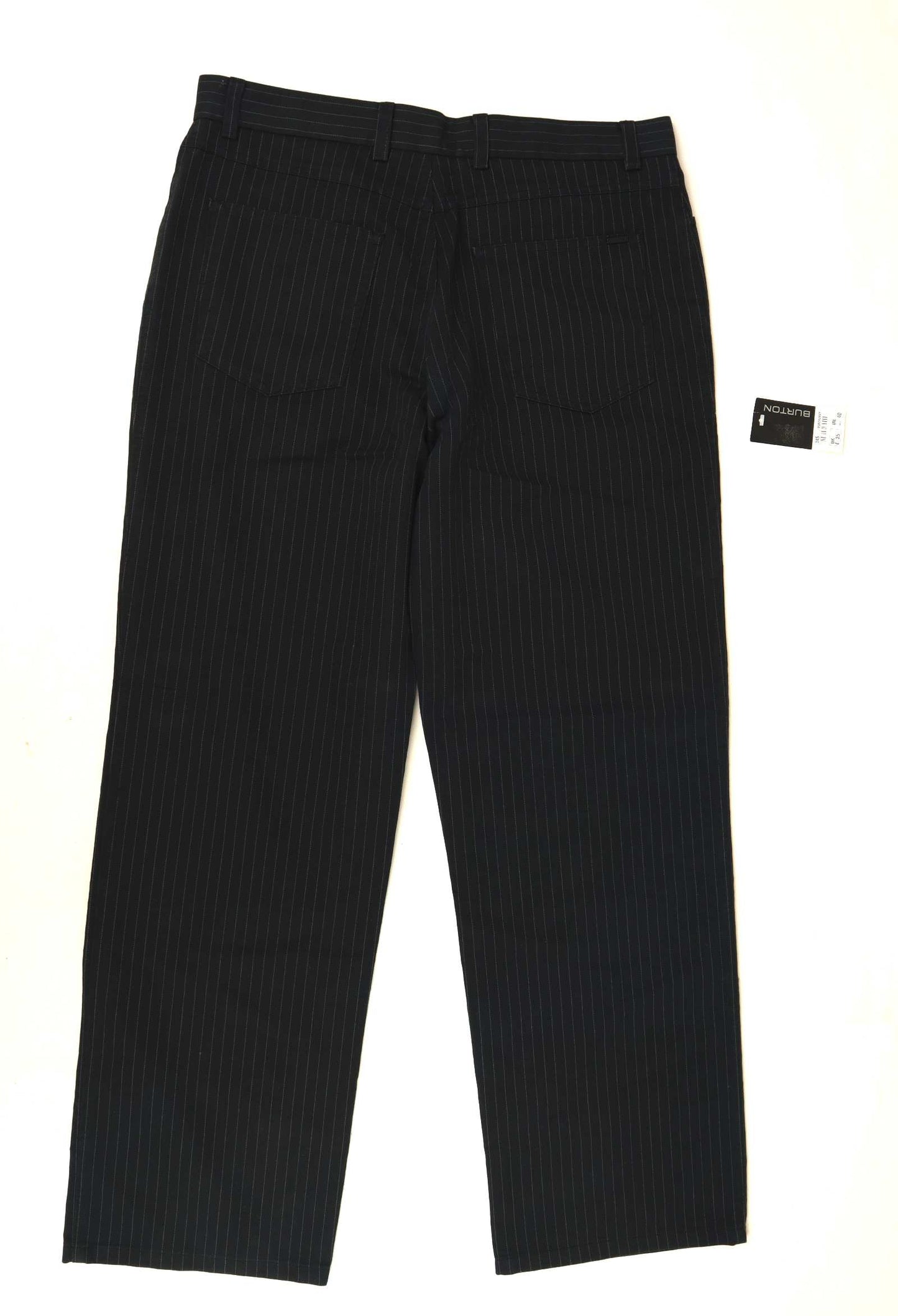 Burton Mens Striped Blue Trousers Size W34/L30
