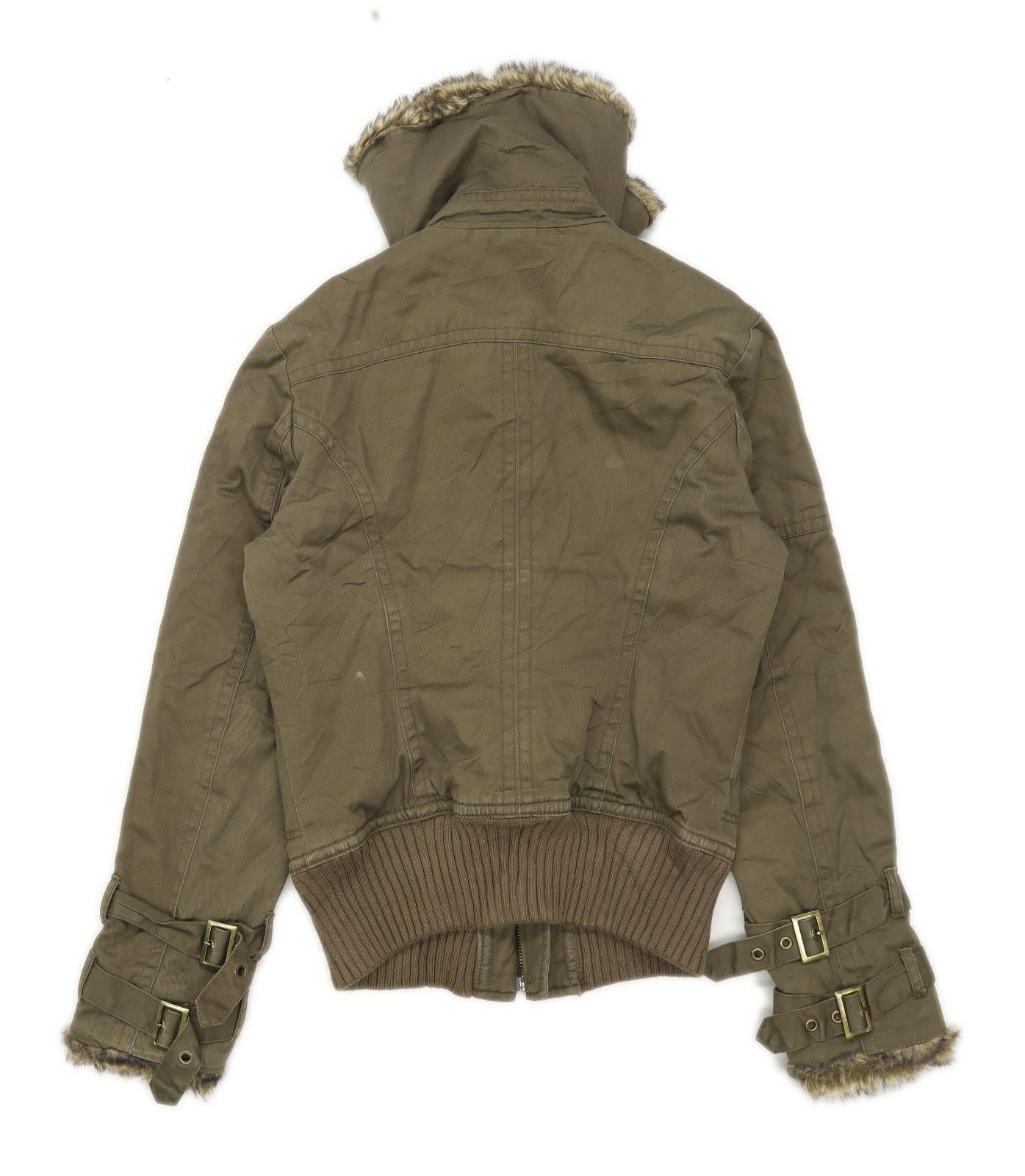 Mexx Womens Size 12 Cotton Blend Brown Midweight Coat