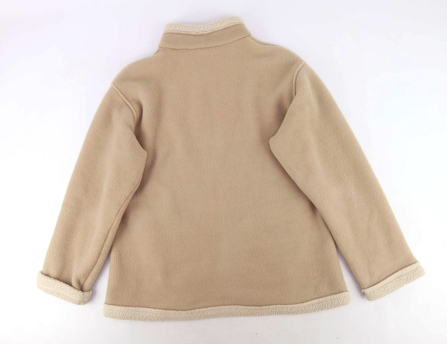 Marks & Spencer Womens Size 16 Beige Cosy Warm Winter Fleece Midweight Fashion Jacket