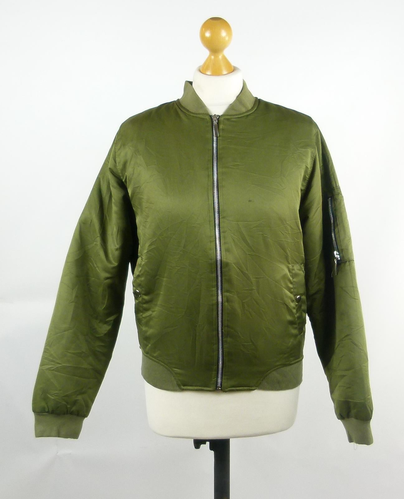 Missguided Womens Size 10 Green Bomber Jacket