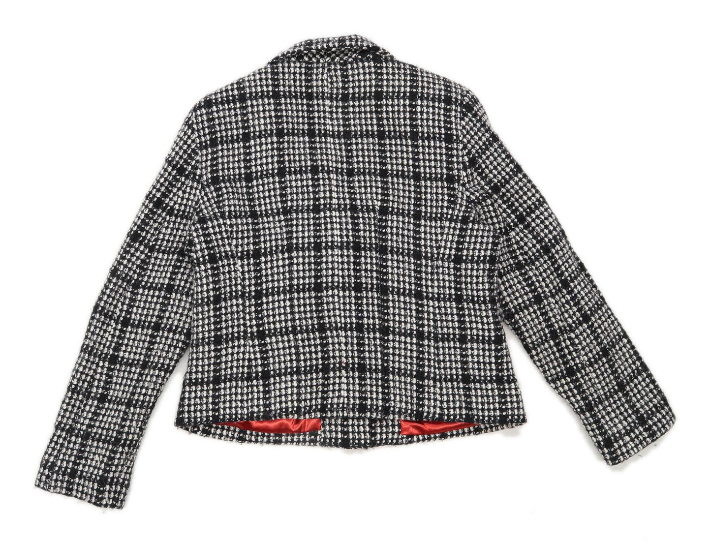 Marks & Spencer Womens Size 14 Wool Blend Check Grey Coat