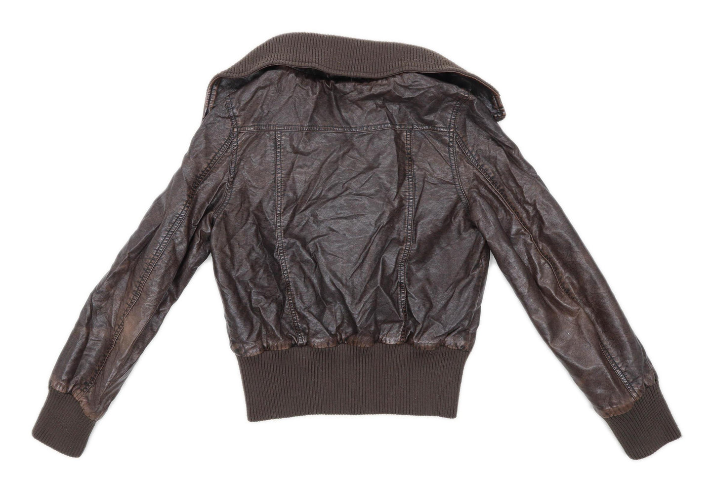 Miso Womens Size 10 Pu Blend Brown Leather Look Jacket