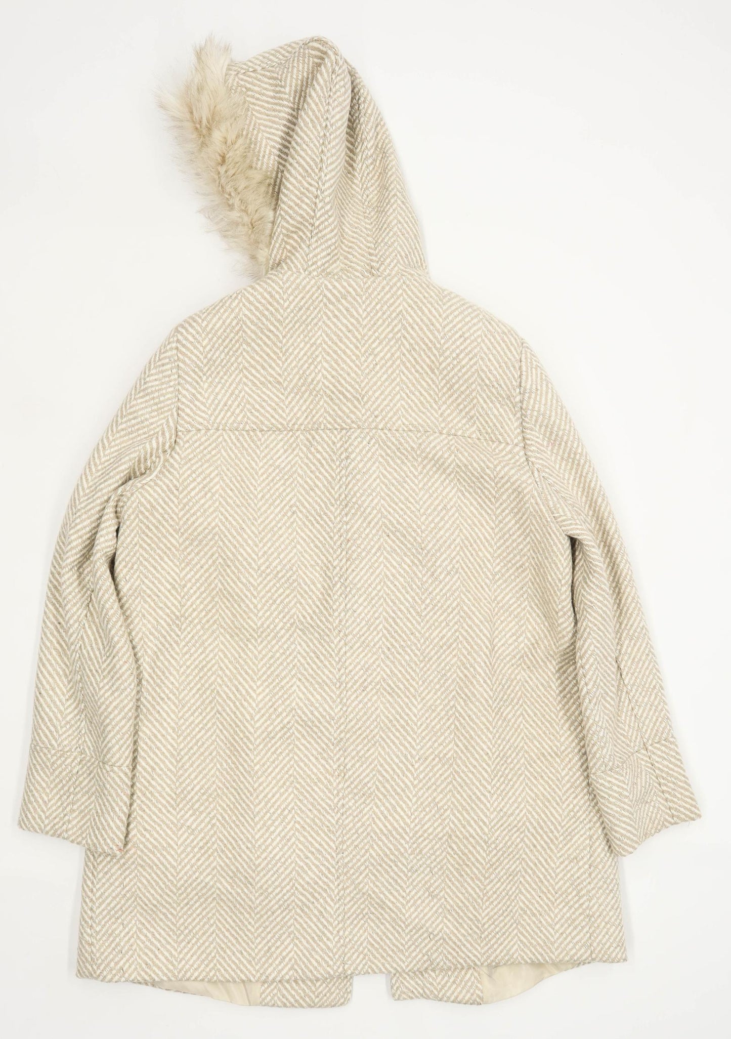 M&Co Womens Size 12 Beige Fur Hood Coat