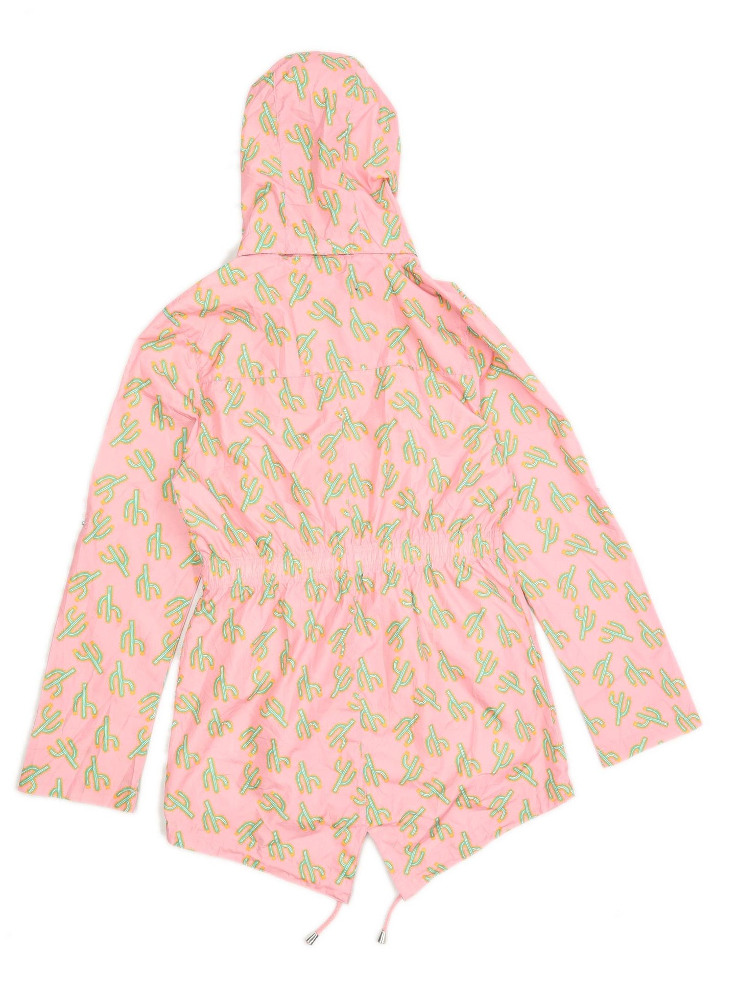 Brave Soul Womens Size 10 Graphic Pink Lightweight Zip Up Cactus Coat