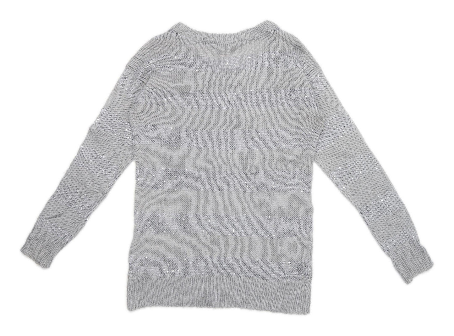 Dorothy Perkins Womens Size 10 Striped Grey Sequined Jumper (Regular)