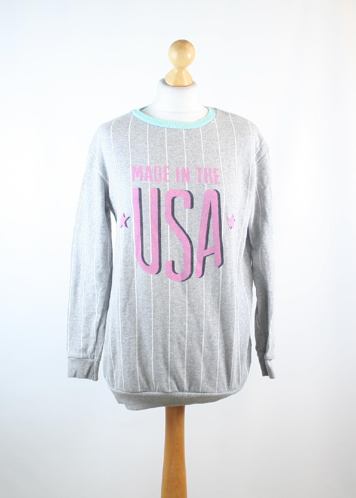 Atmosphere Grey Striped Cotton Blend Womens Jumper Size 12 (Regular)