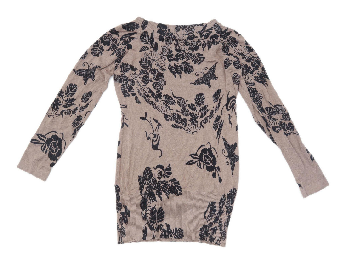 Apricot Womens Size 12 Floral Brown Jumper (Regular)