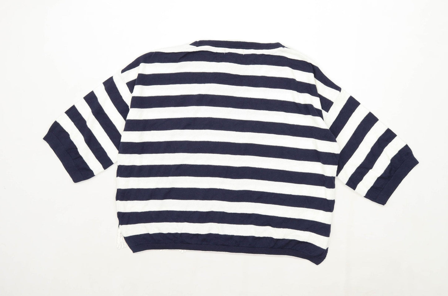 Atmosphere Womens Size 10 Striped Blue Lace Trim Jumper (Regular)