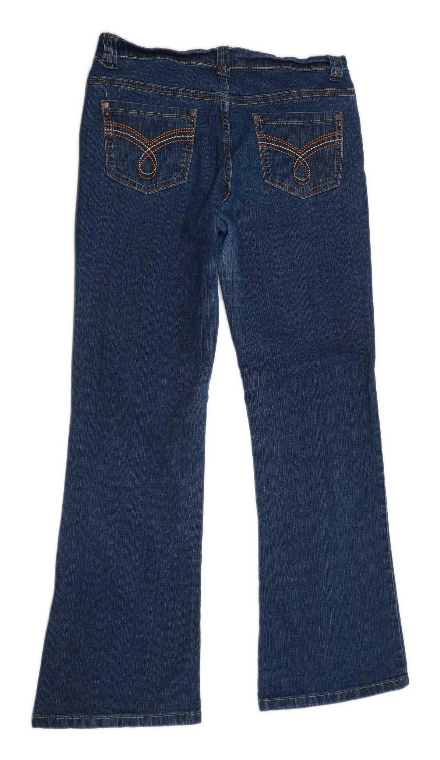 Womens Hilda Blue Embroidery Casual Daytime Everyday Denim Jeans Size 12/L29