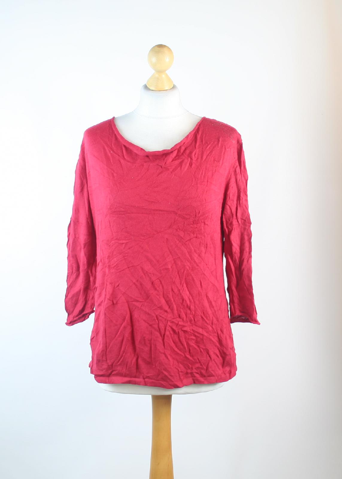 Amphora Red Cotton Womens Top Size L (Regular)