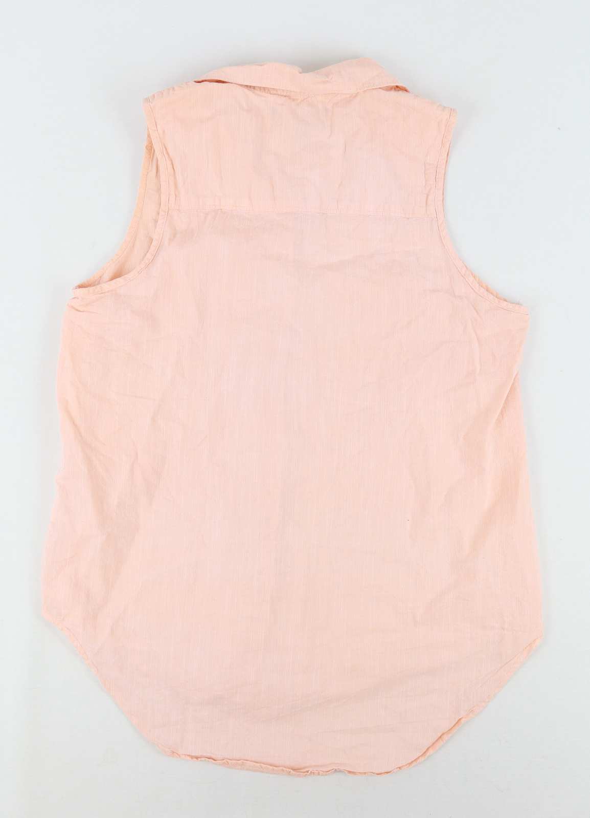 Atmosphere Womens Size 10 Striped Cotton Pink Peach Dip Hem Summer Shirt (Regular)