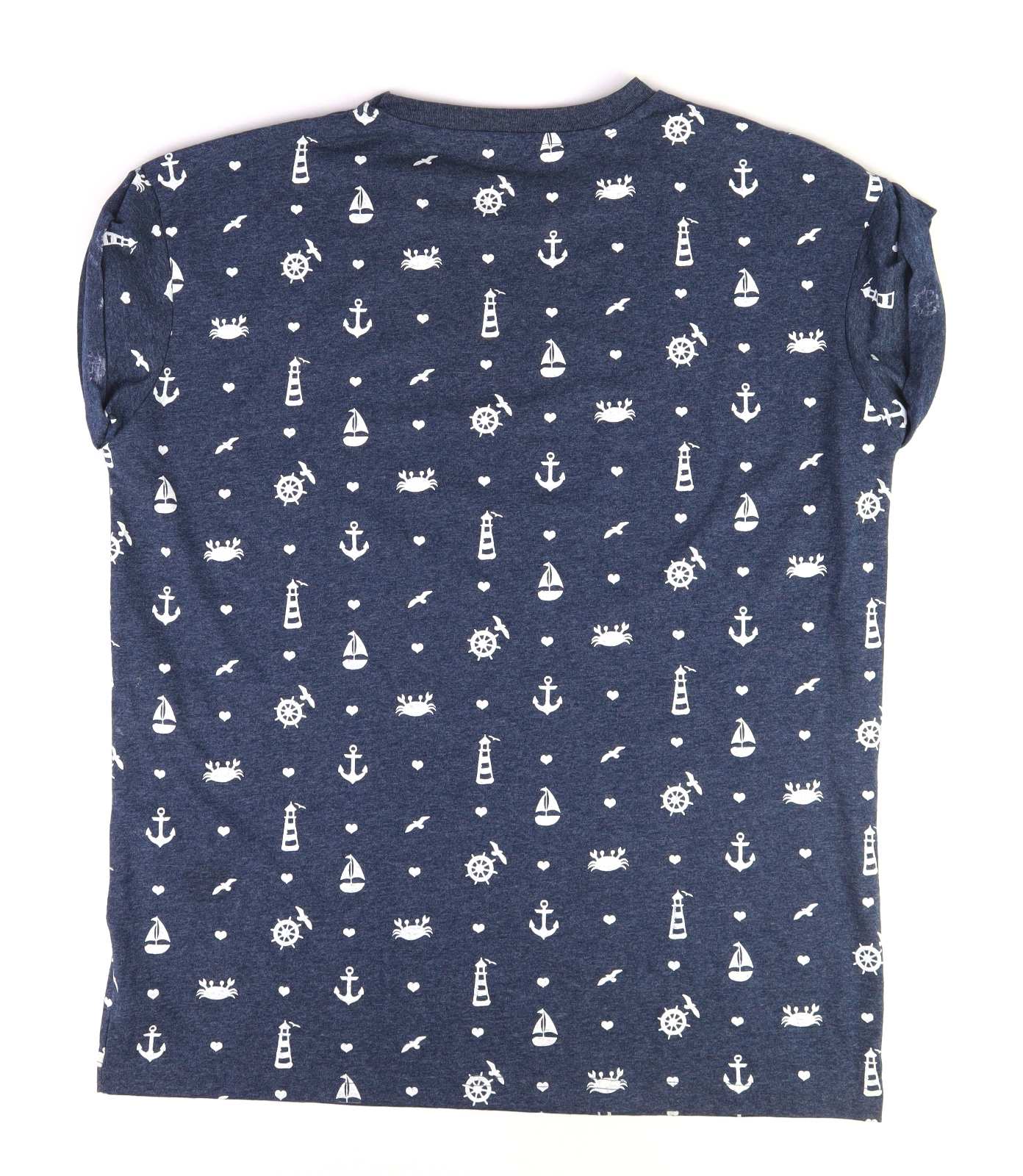 Atmosphere Womens Size 12 Geometric Blue Sea Theme T-Shirt (Regular)