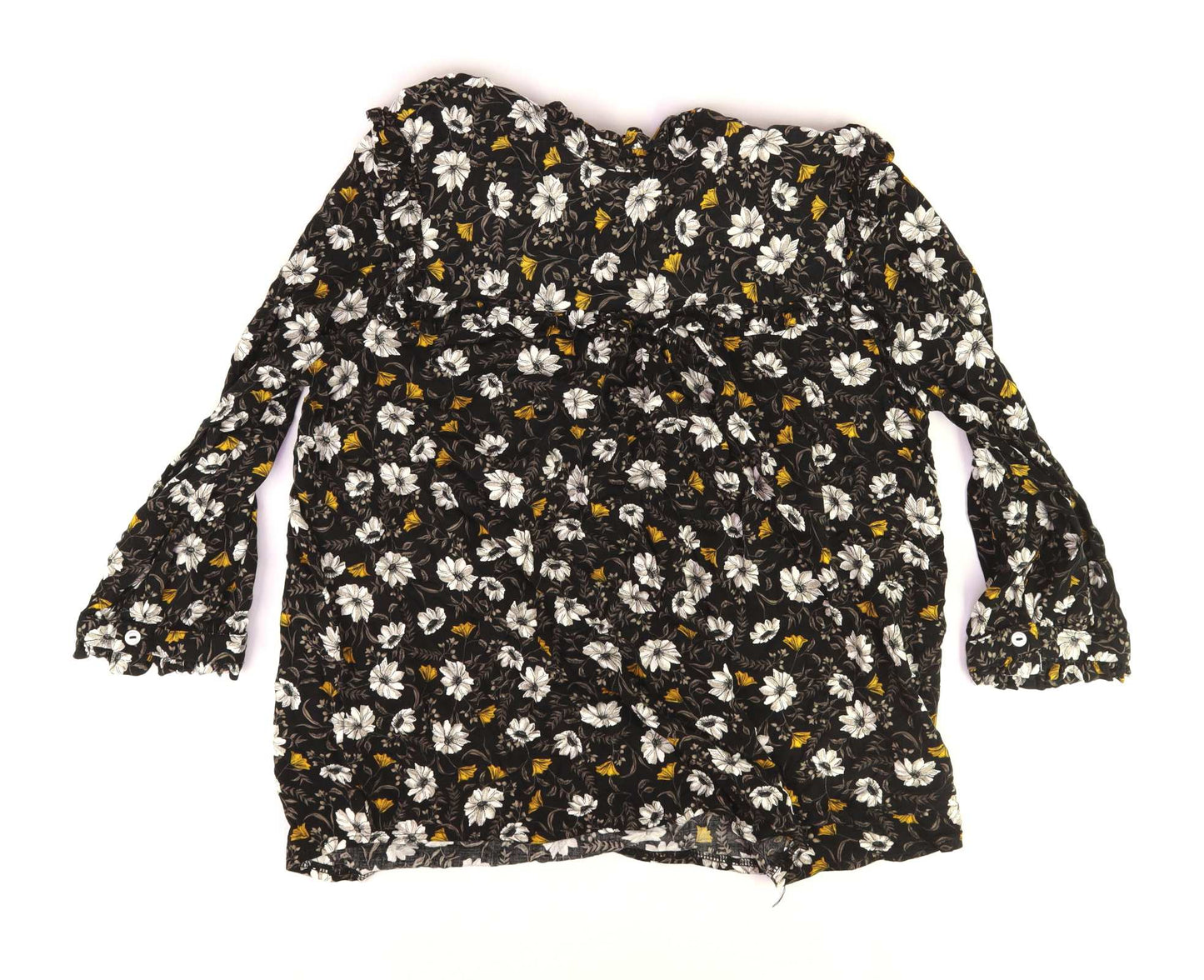 Atmosphere Womens Size 10 Floral Keyhole Black Top (Regular)