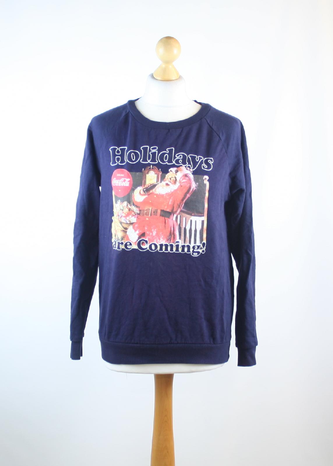 Atmosphere Blue Graphic Cotton Womens Sweatshirt Size 10 (Regular)