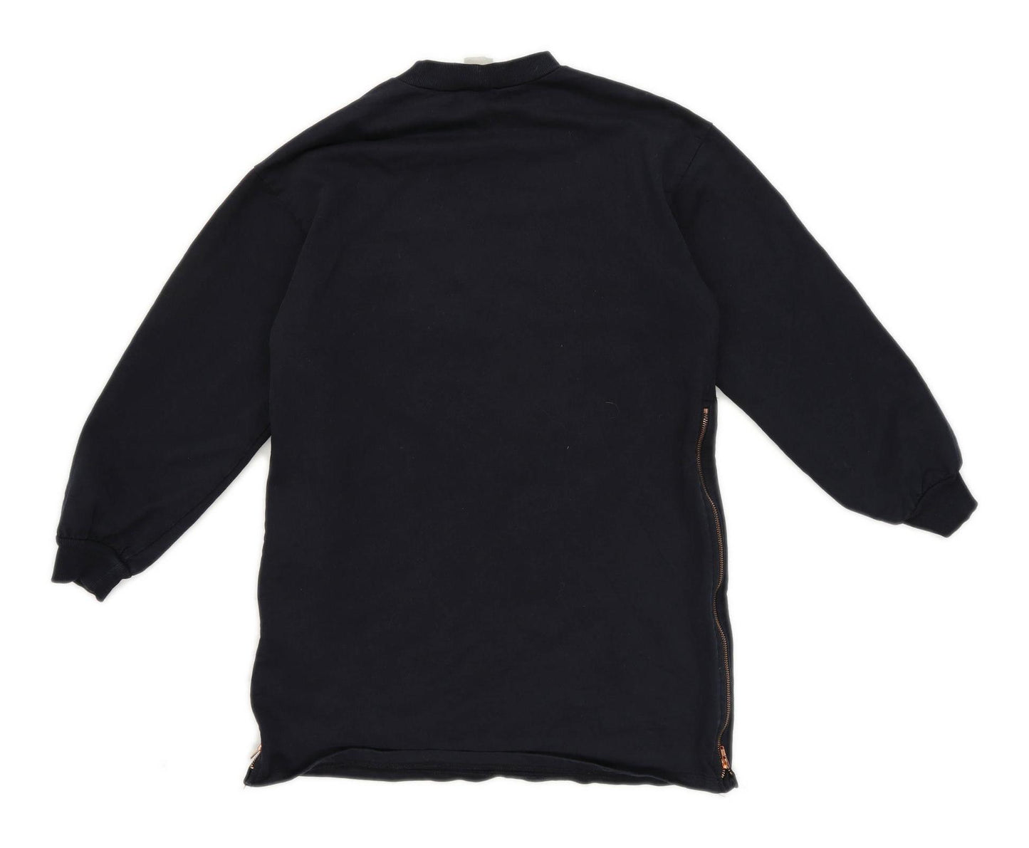 ASOS Womens Size 10 Cotton Black Zip Sides Sweatshirt (Regular)