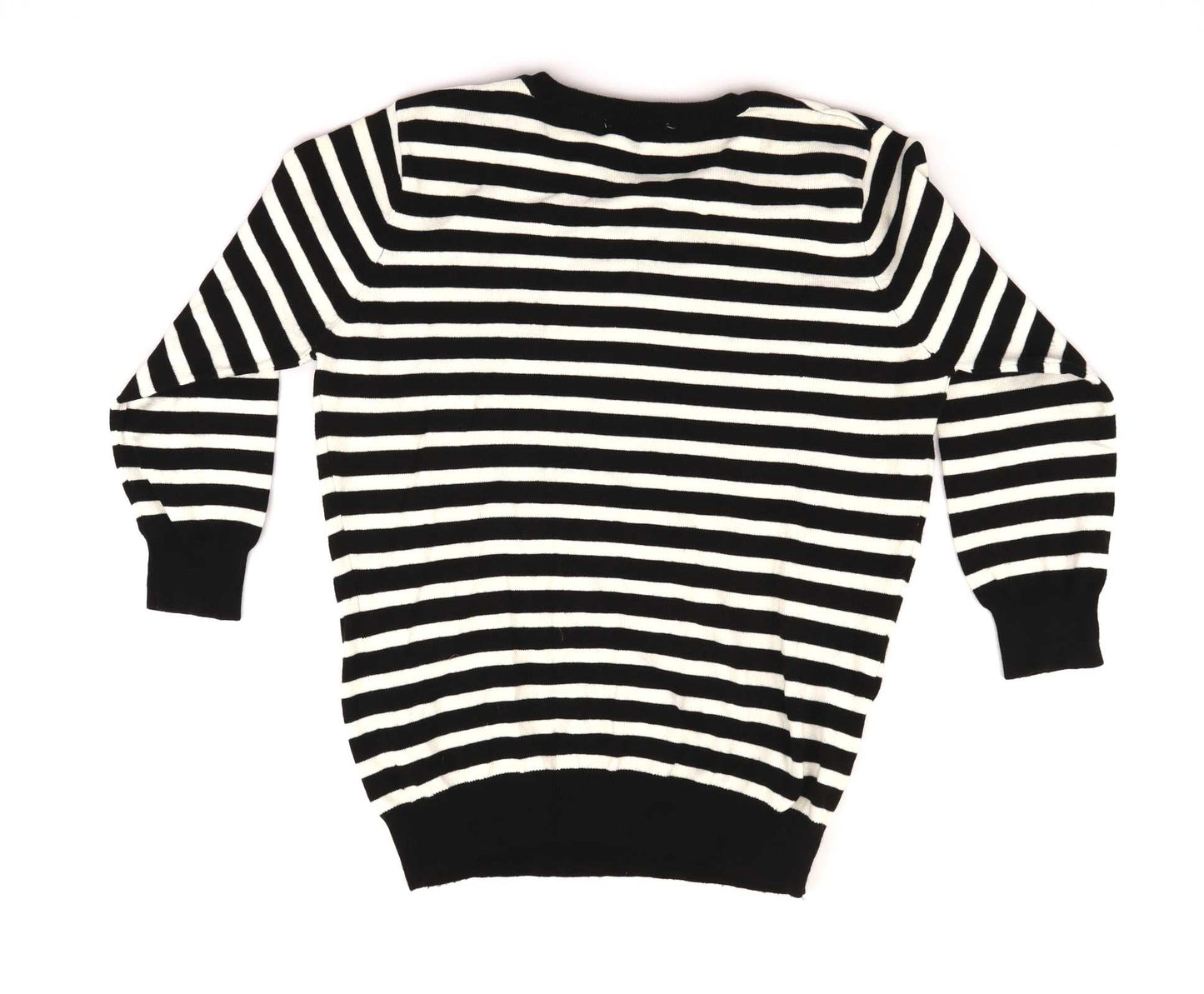 Atmosphere Womens Size 12-14 Striped Cotton Blend Black Sweatshirt (Regular)
