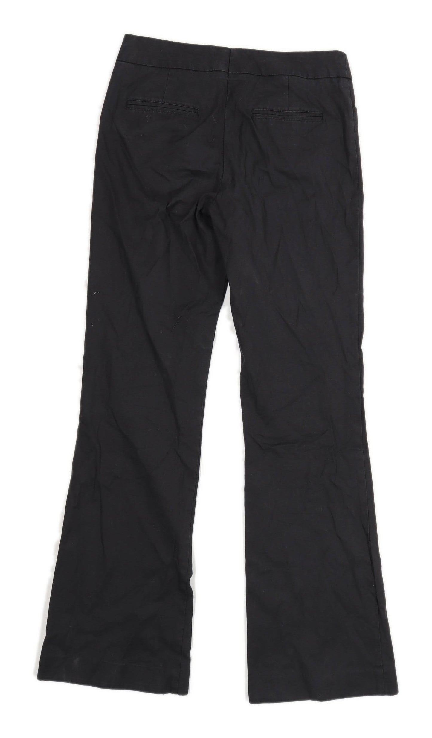 Womens H&M Black Cotton Blend Trousers Size 6/L30