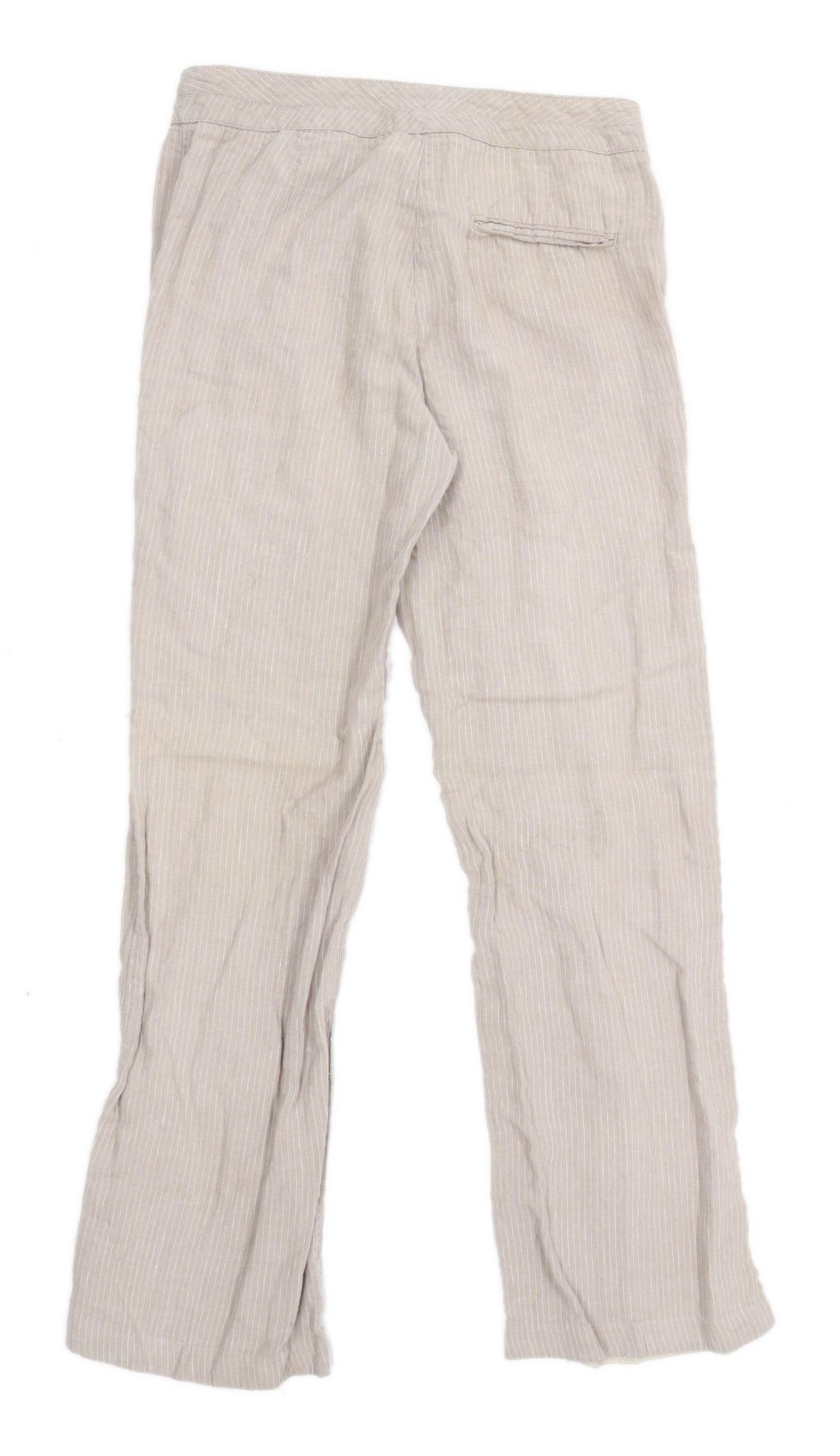 Womens East Beige Linen Trousers Size 8/L28