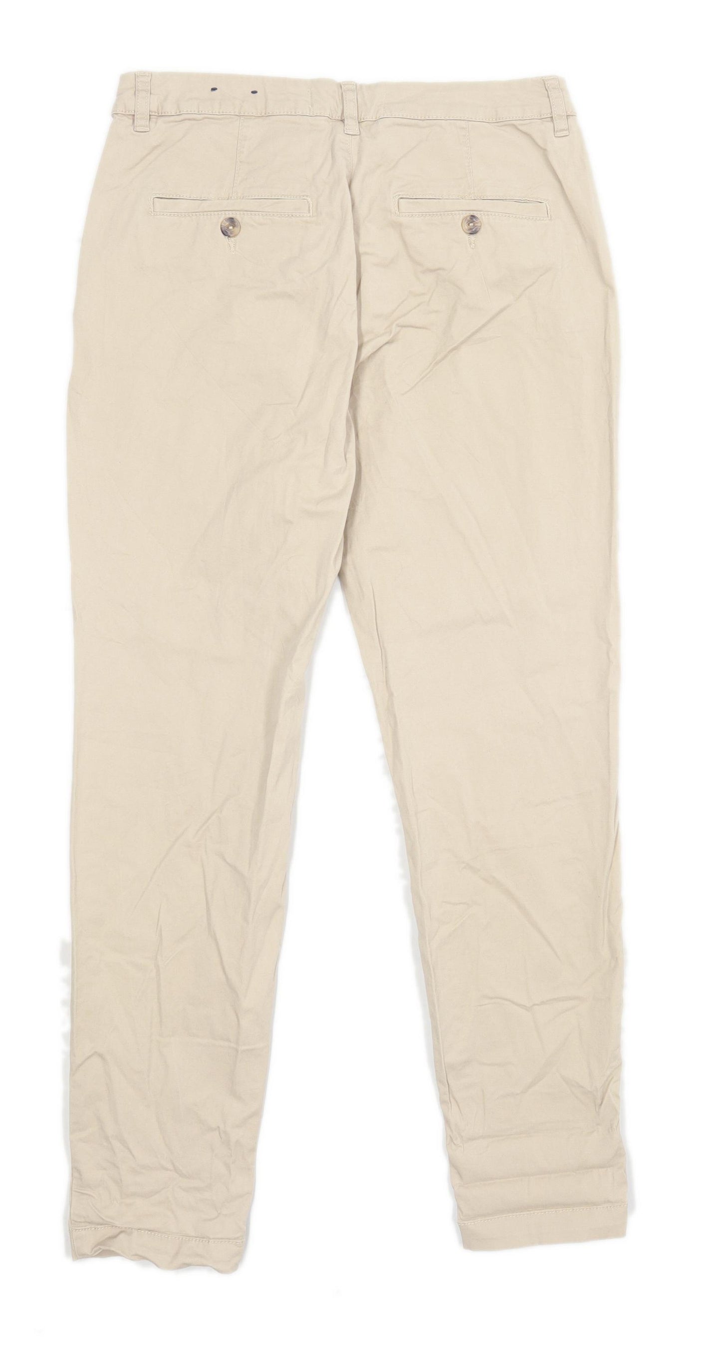 Womens H&M Beige Cotton Trousers Size 10/L28