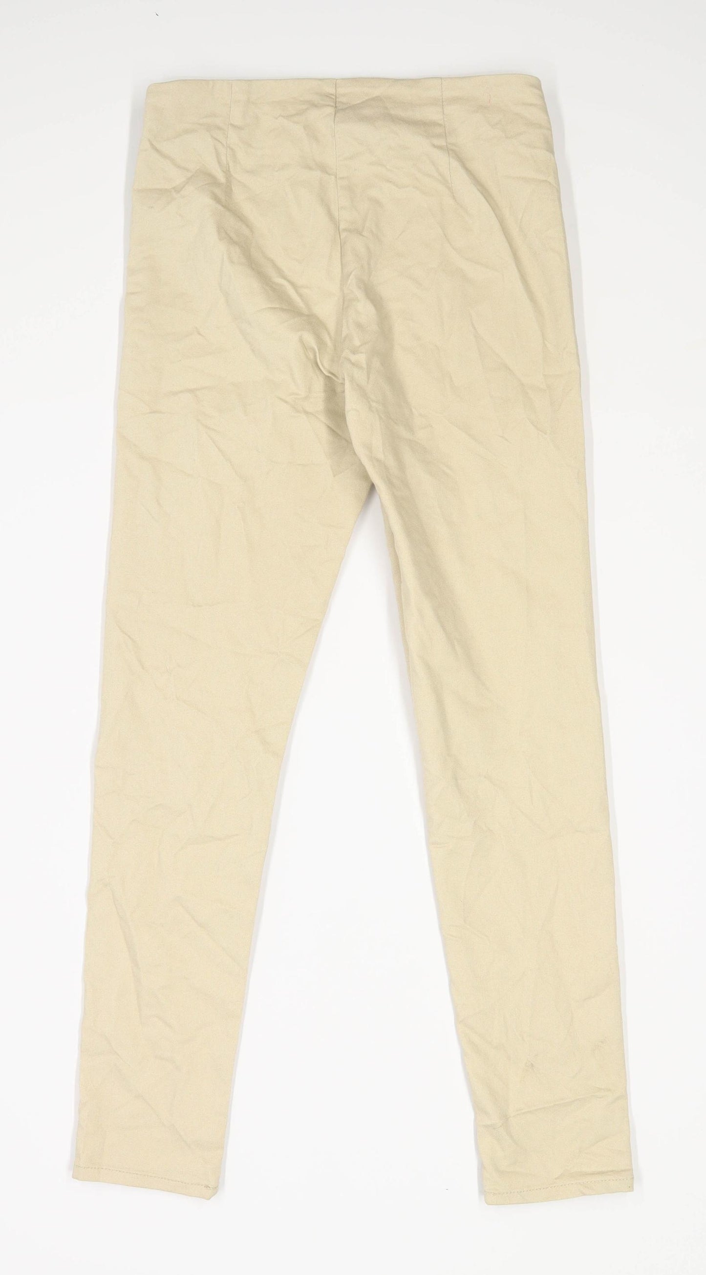 Womens Divided Beige Cotton Blend Trousers Size 12/L28
