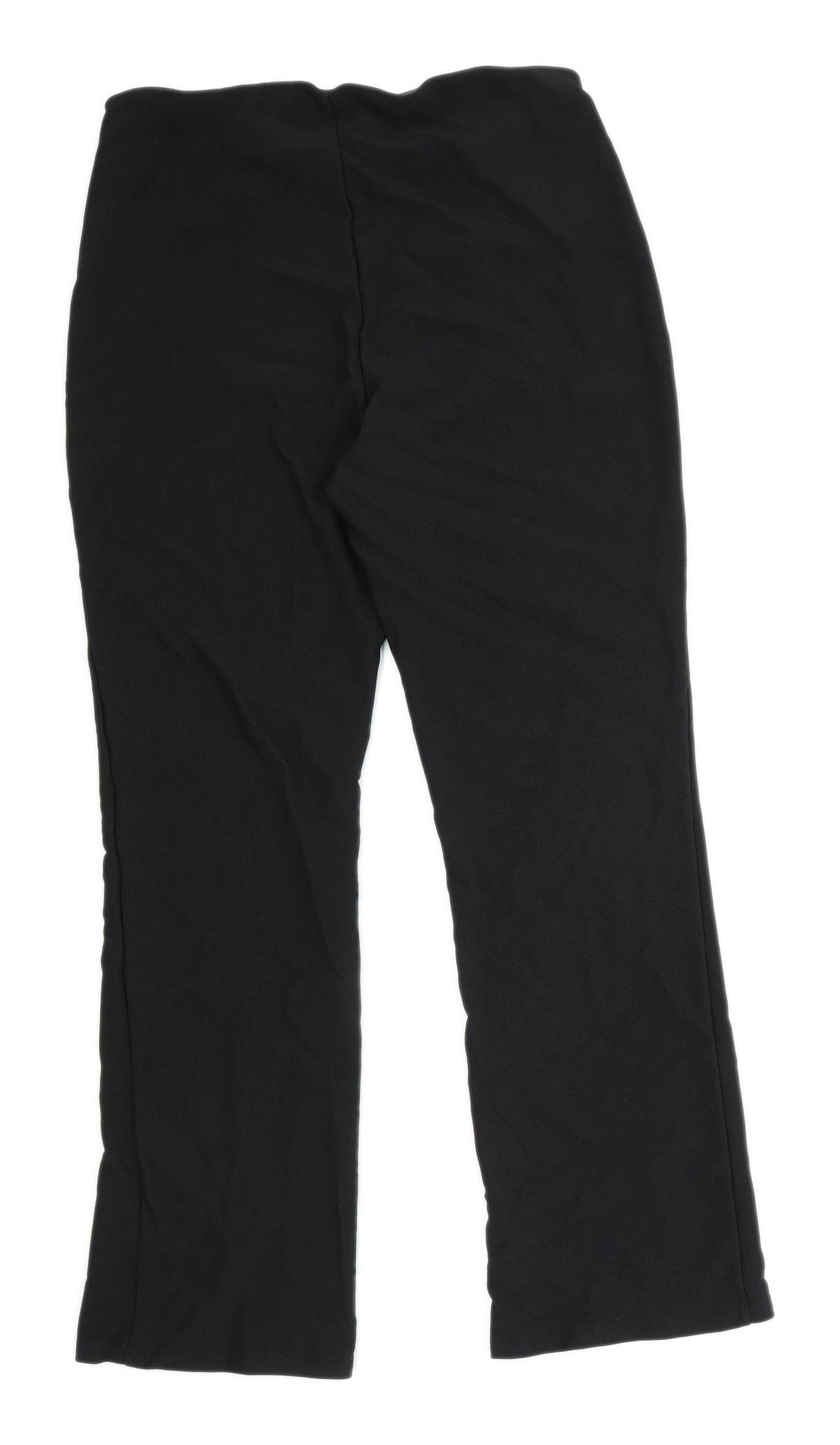 Womens Classic Black Elasticated Waistband Trousers Size 16/L28