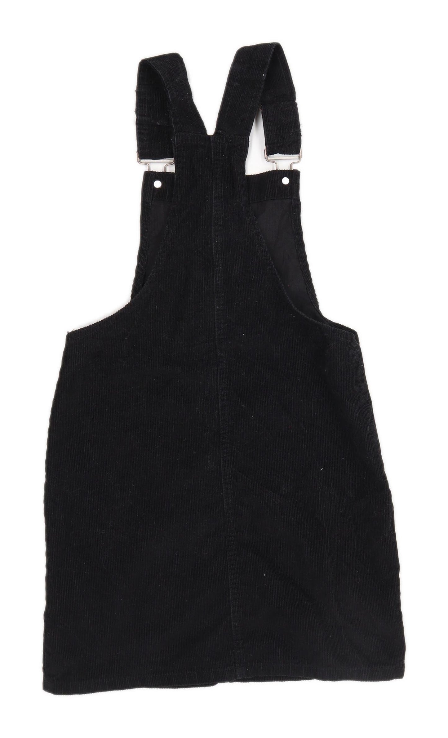 Denim Co Womens Size 4 Textured Corduroy Strappy Black Dungaree Dress (Regular)