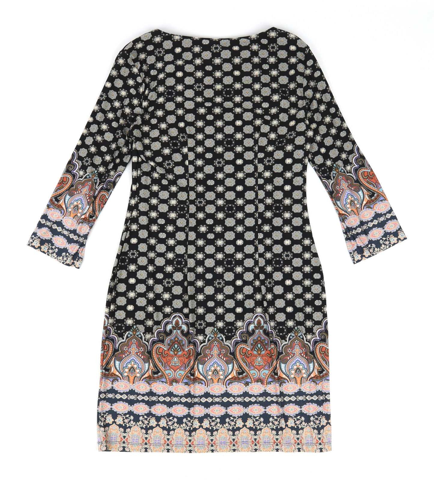 Atmosphere Womens Size 8 Floral Black Boho Chic Dress (Regular)