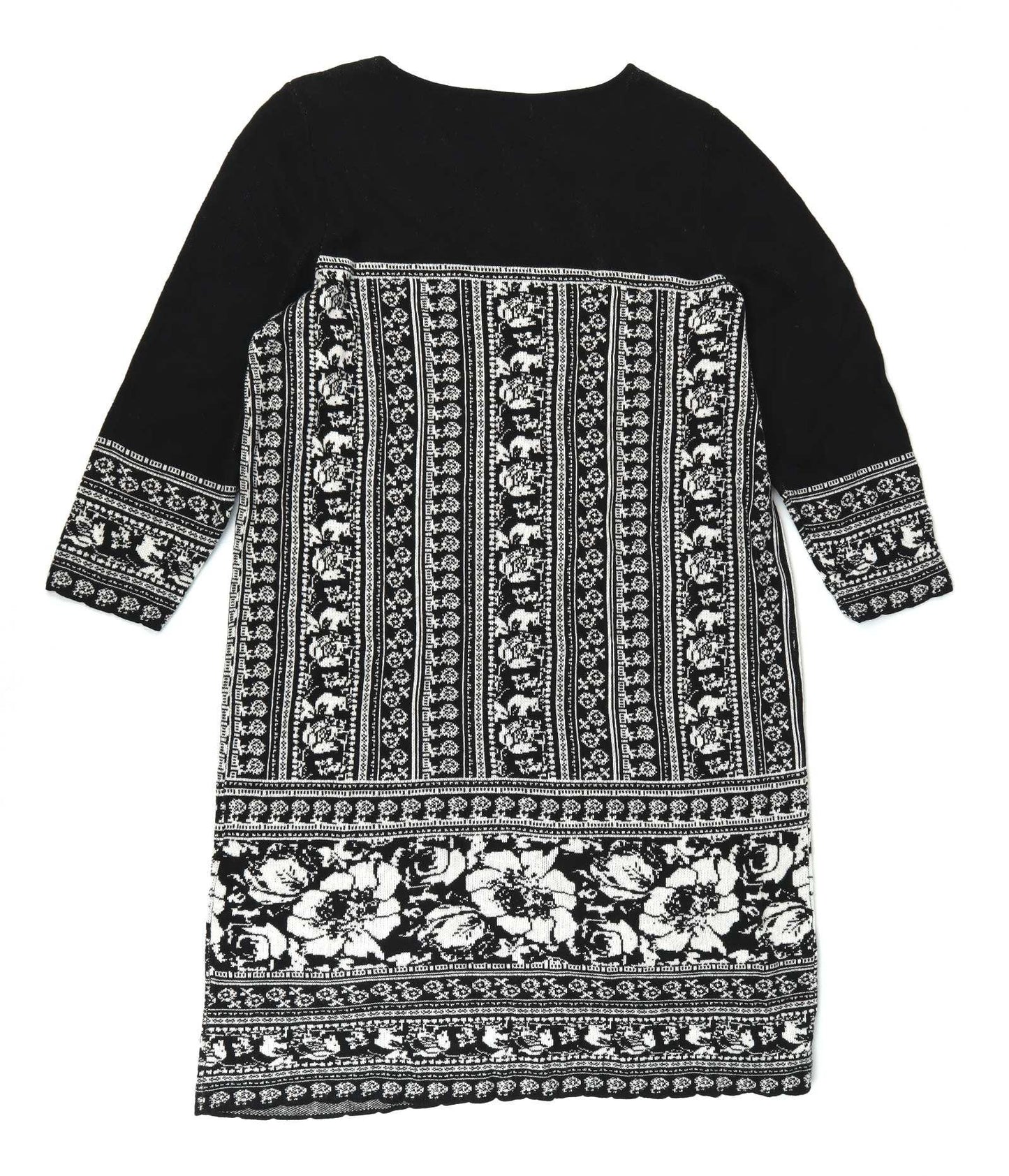 Bonmarche Womens Size M Black Floral Jumper Dress (Regular)
