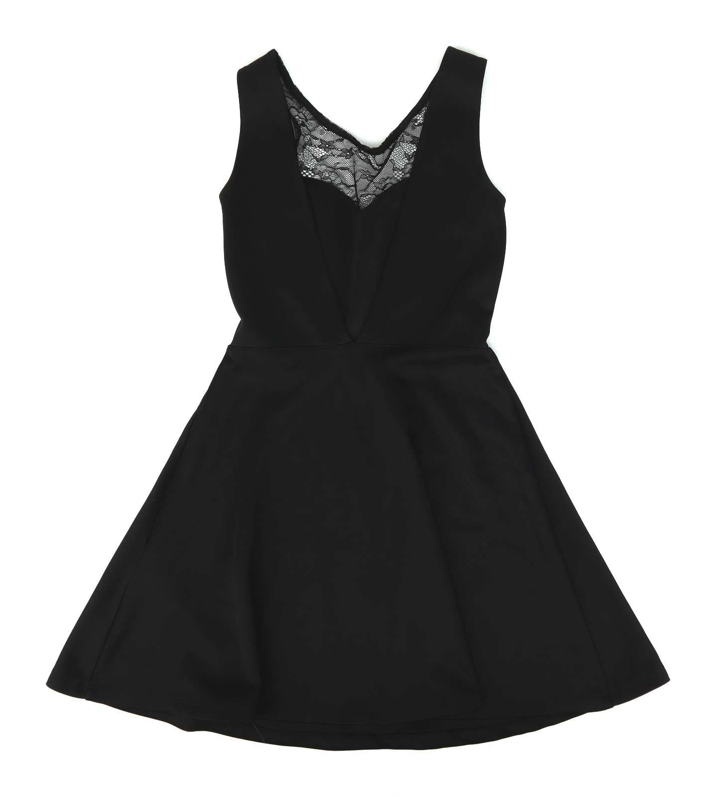 H&M Womens Size 8 Black Open Back Skater Dress (Regular)