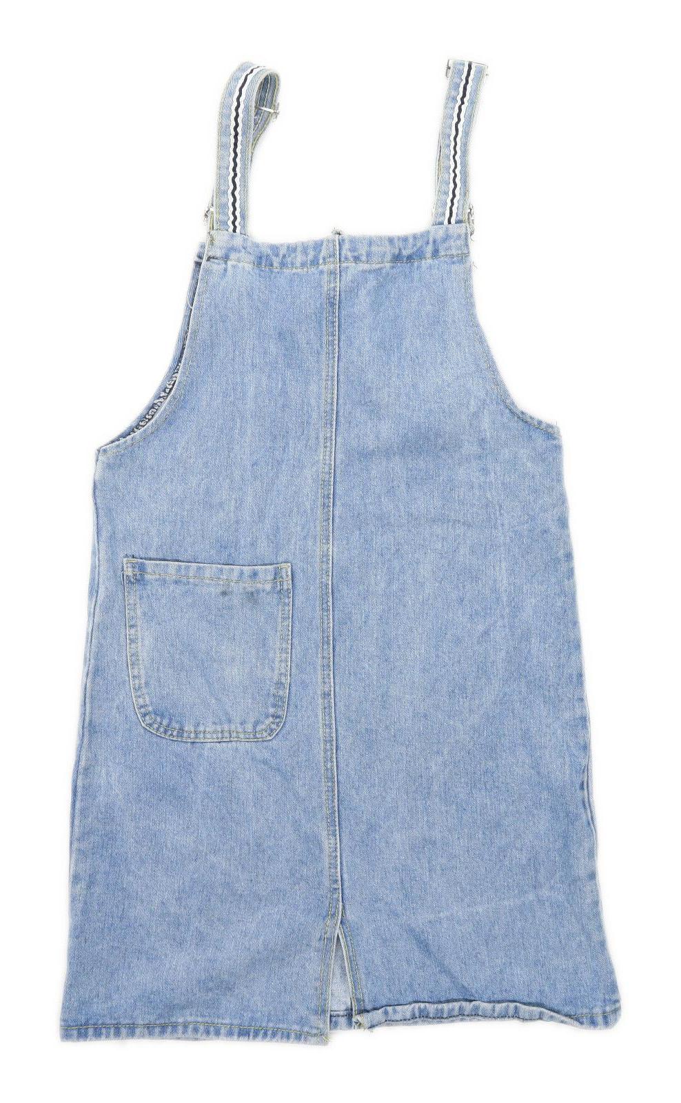 Preworn Womens Size S Cotton Blend Blue Pinafore Dress (Regular)