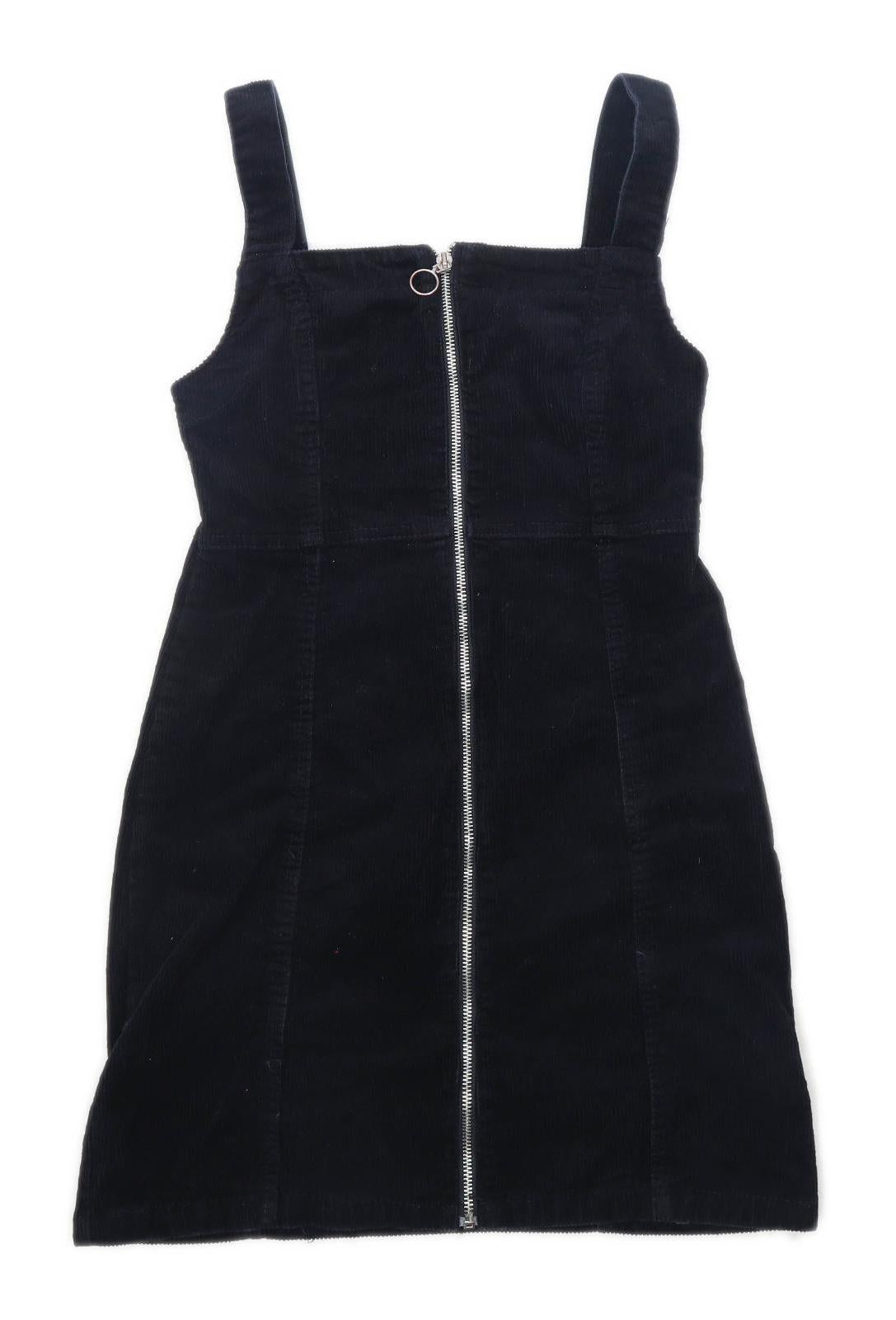 Denim Co Womens Size 8 Corduroy Strappy Black Dungaree Dress (Regular)
