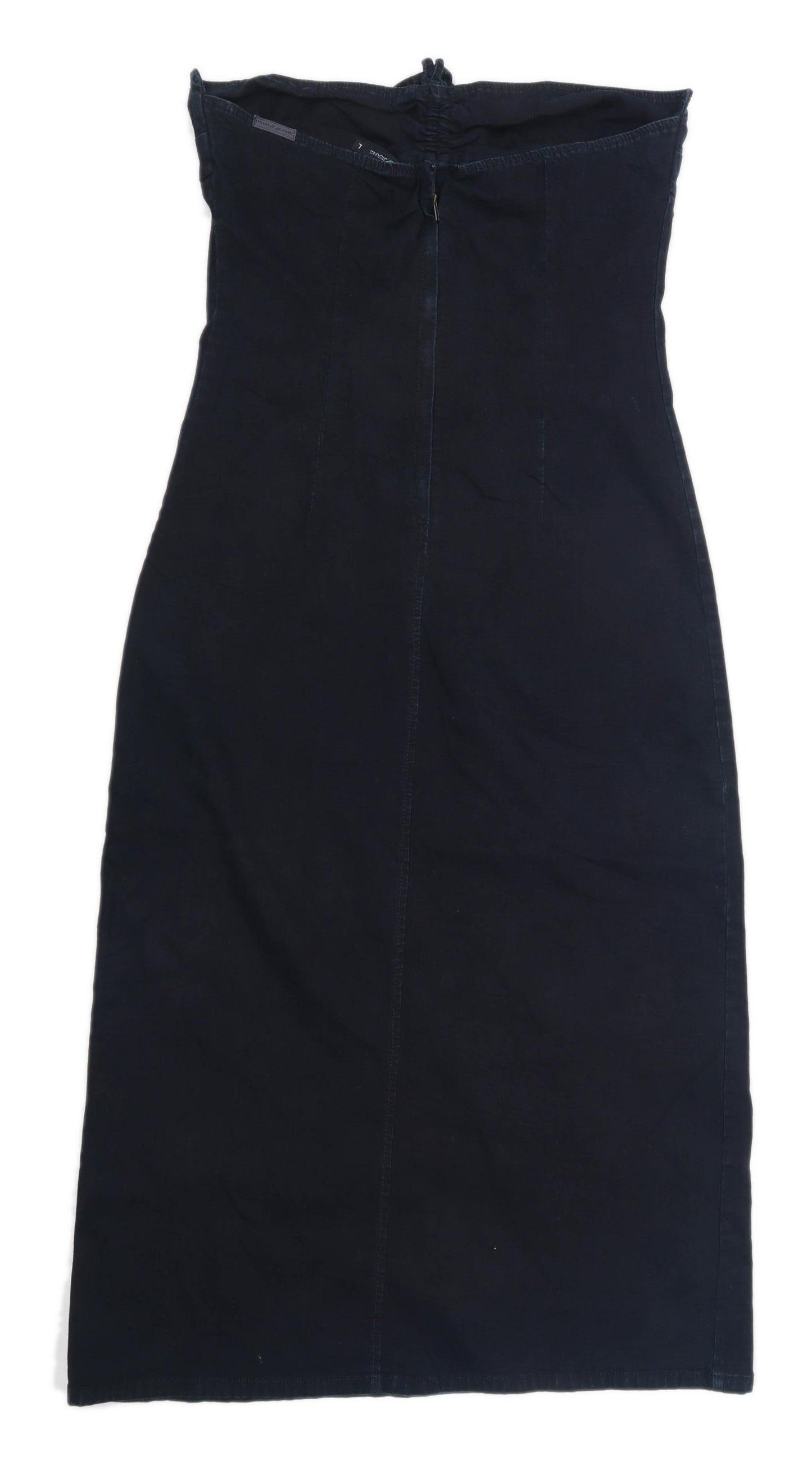 DKNY Womens Size L Denim Strapless Strapless Black Dress (Regular)