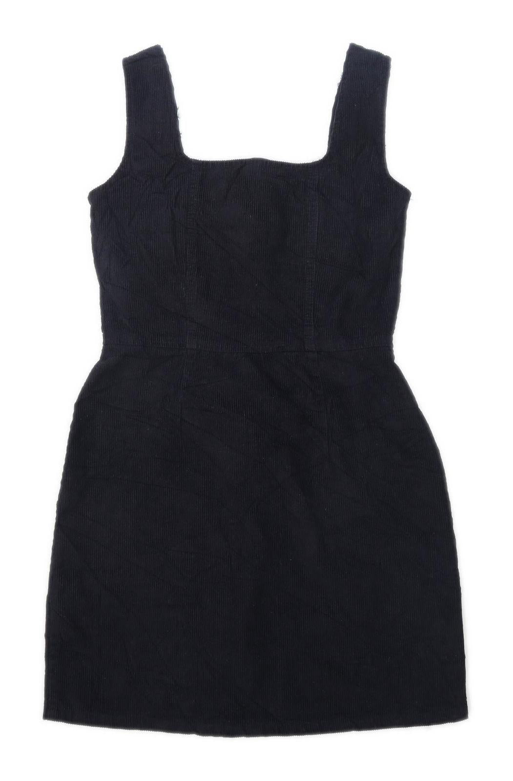 Brave Soul Womens Size XS Corduroy Strappy Black Pinafore Dress (Regular)