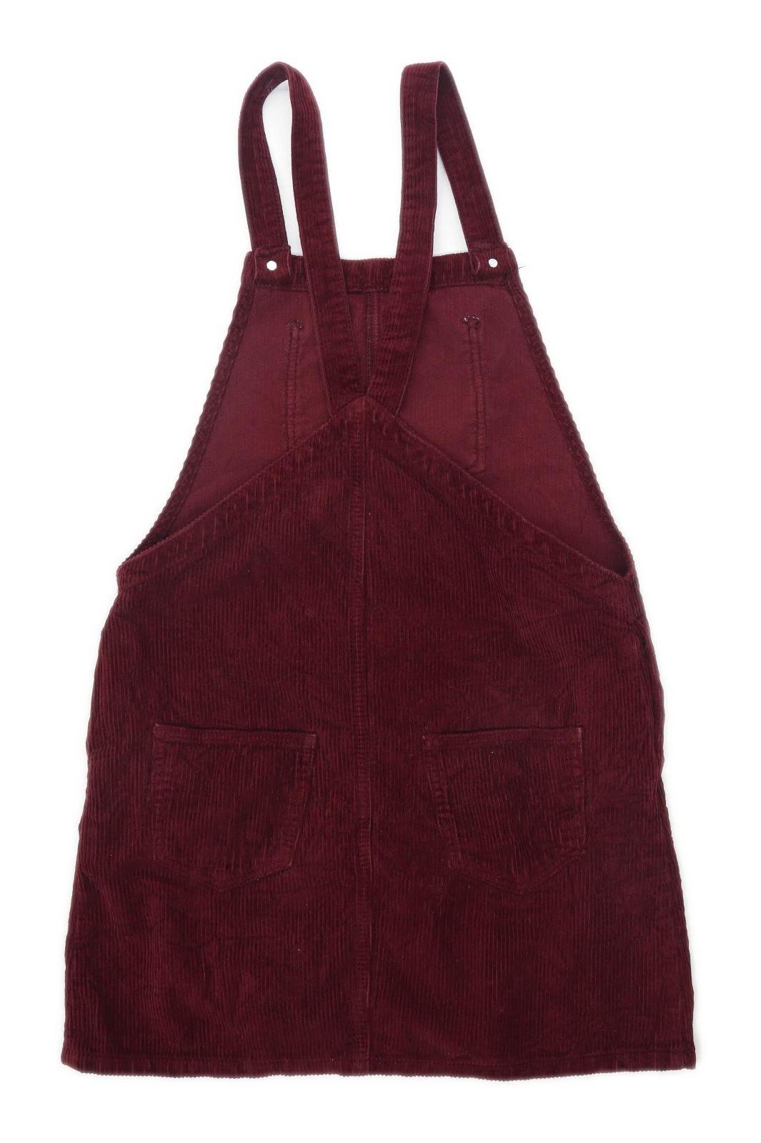 Topshop Womens Size 8 Corduroy Strappy Burgundy Dungaree Dress (Regular)