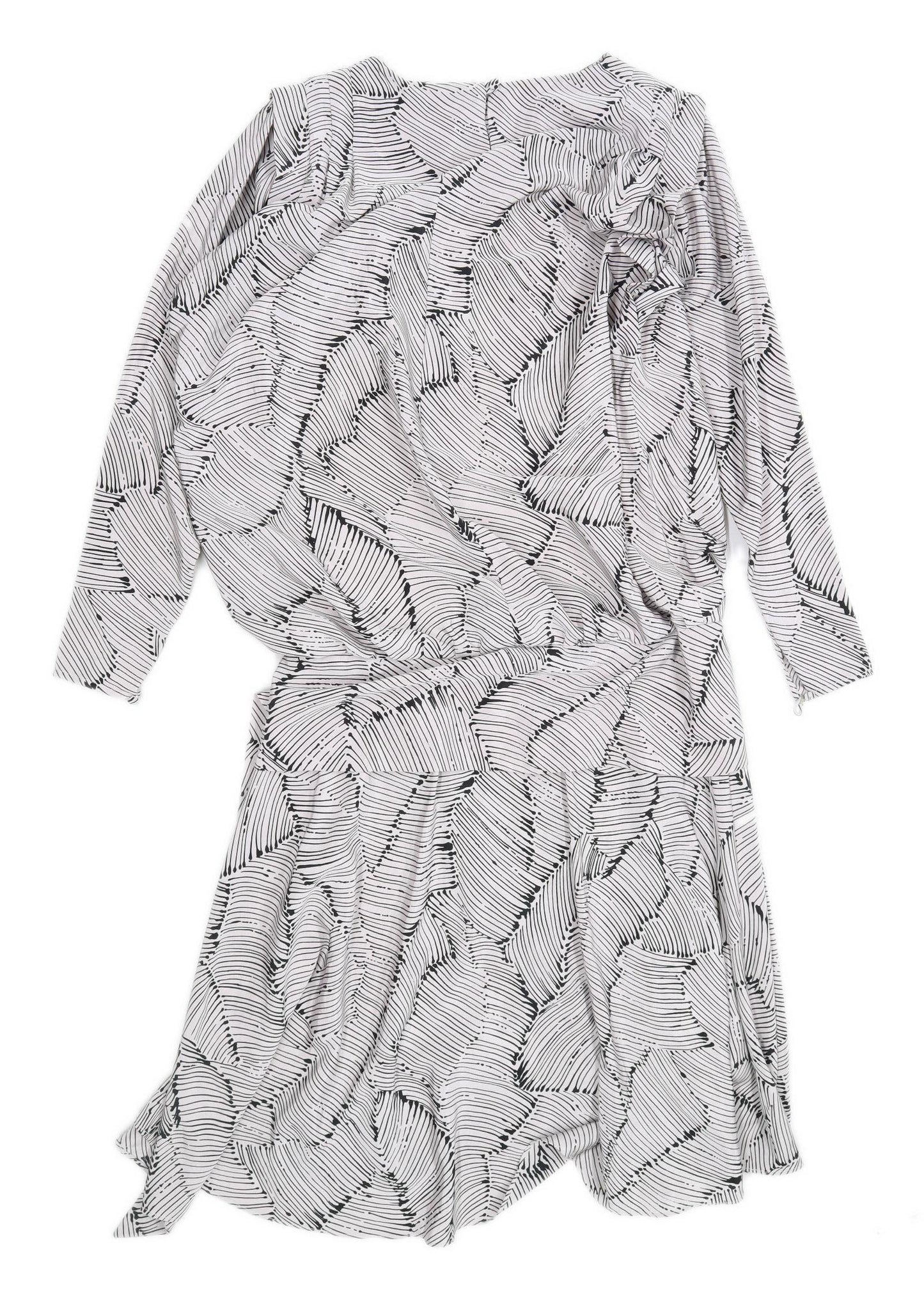 Berkertex Womens Size 10 Striped Grey Dress (Regular)