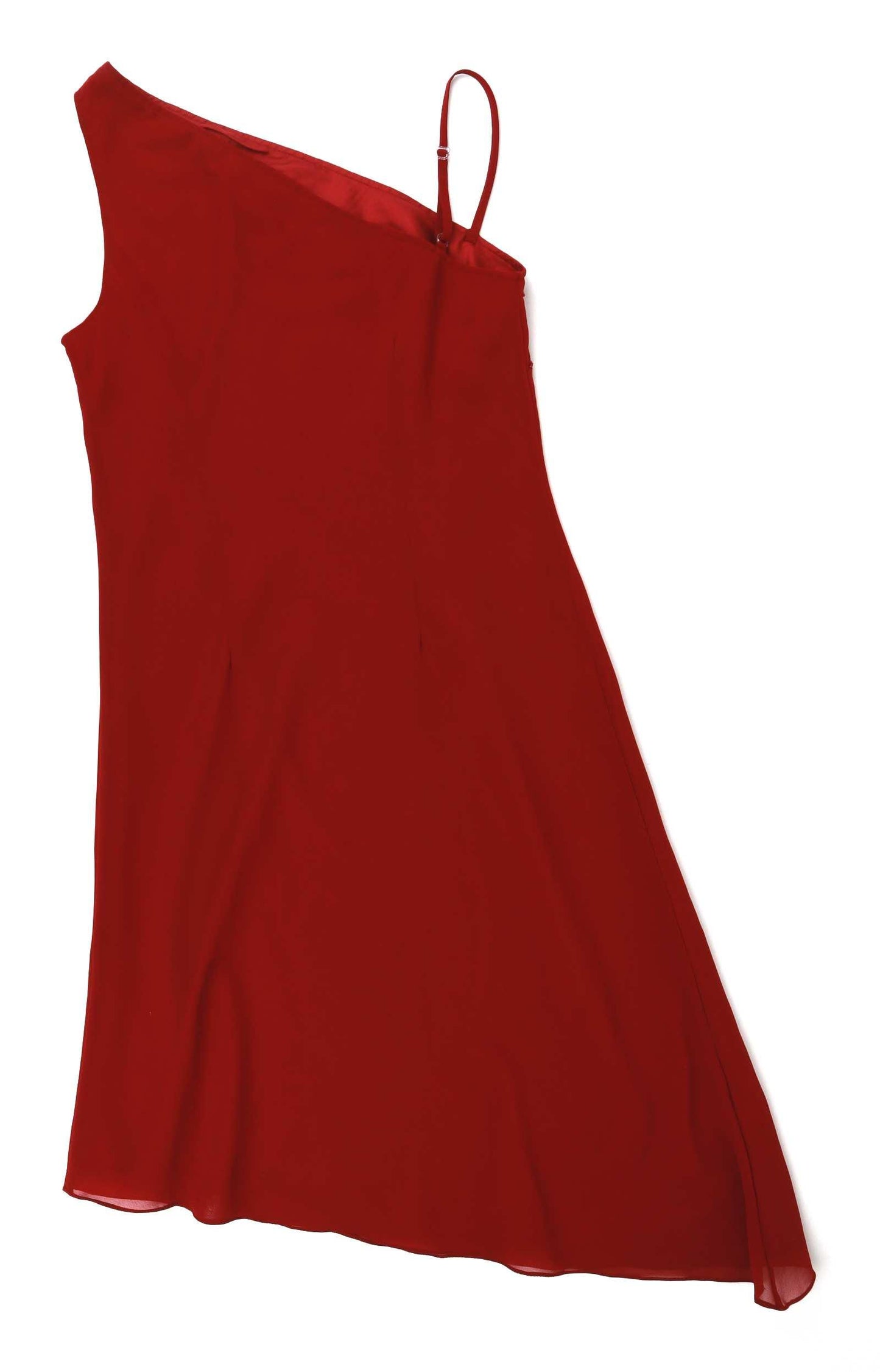 Bharat Evenings Womens Size 10 One Shoulder Red Beaded Diagonal Hem Evening Dress (Regular)