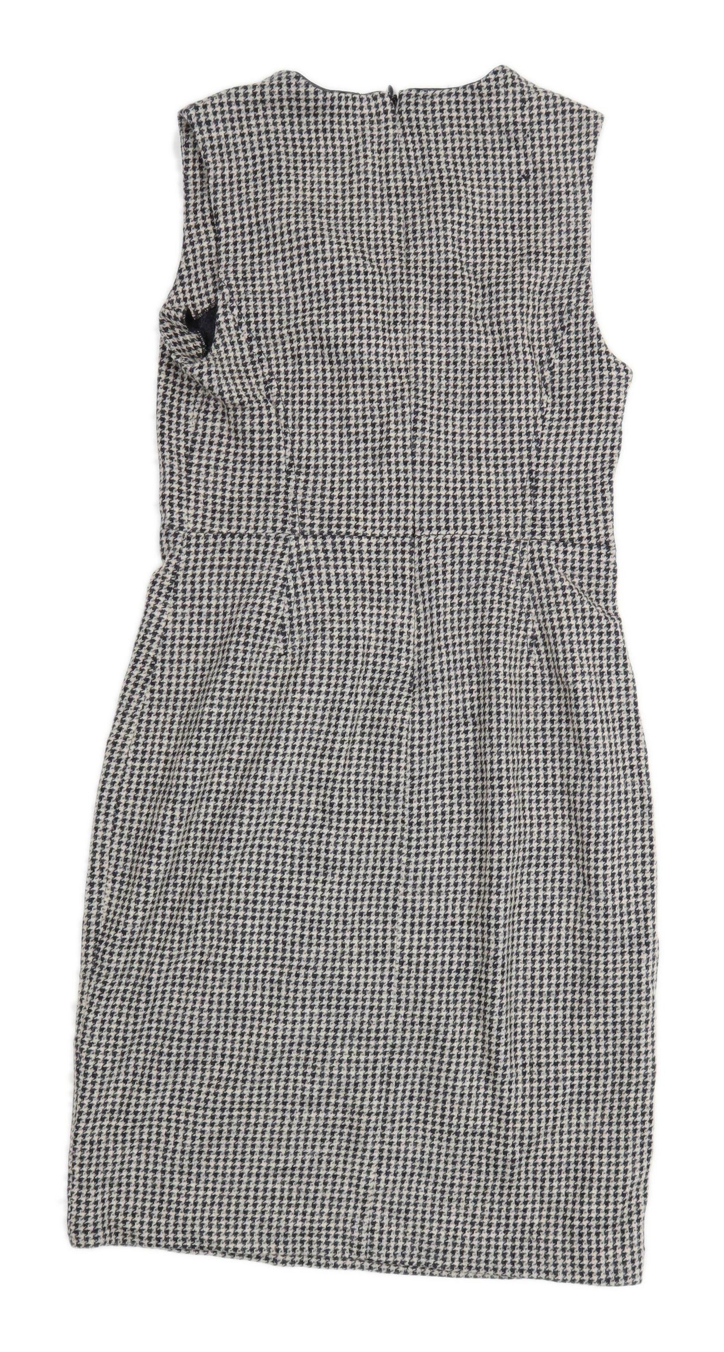 Banana Republic Womens Size 6 Houndstooth Cotton Blend Beige Dress (Regular)