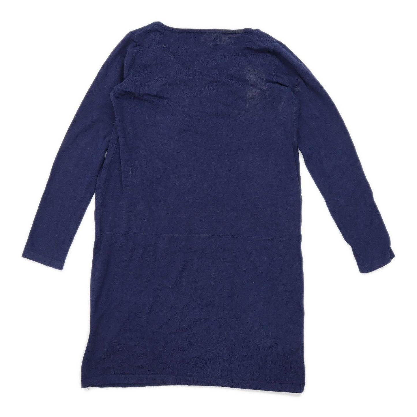 Colline Womens Size 10-12 Striped Cotton Blend Blue Jumper Dress (Regular)