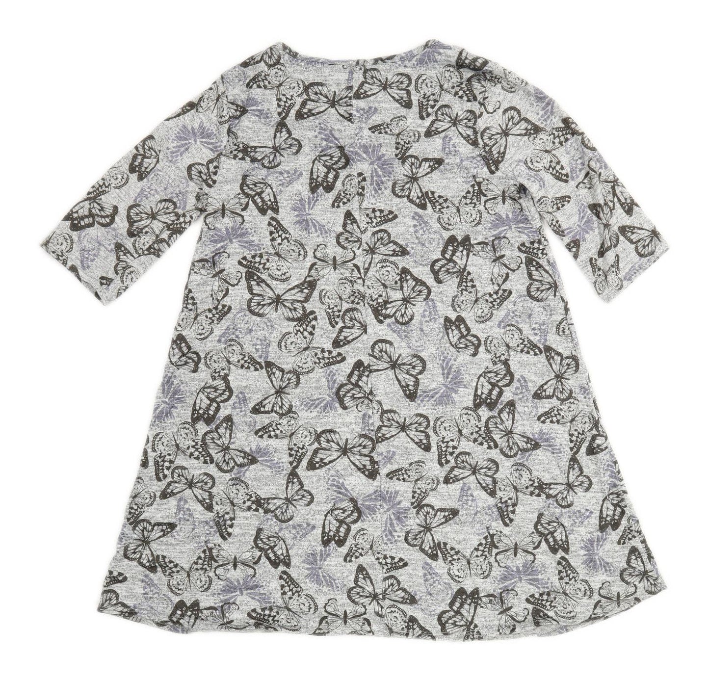 George Womens Size 8 Grey Butterfly Shift Dress (Regular)