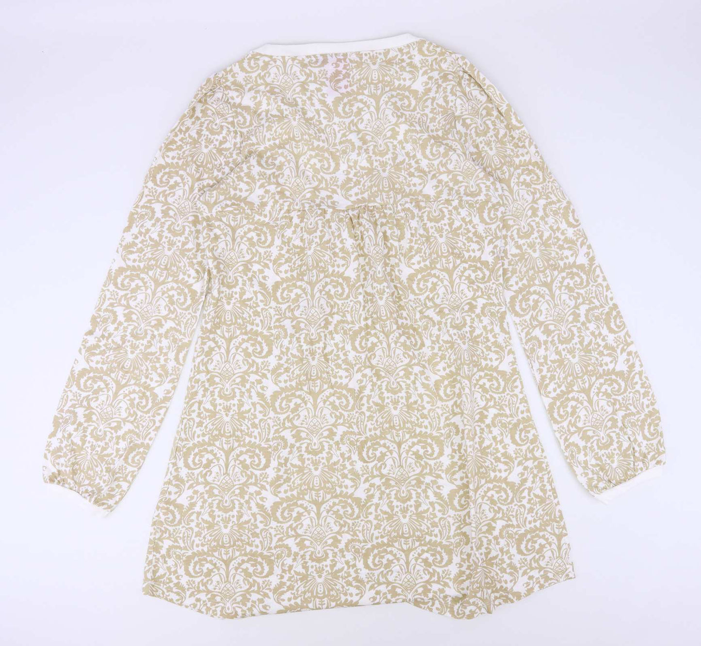 Boutique Couture Womens Size 14 Floral Cotton Blend Beige Dress (Regular)