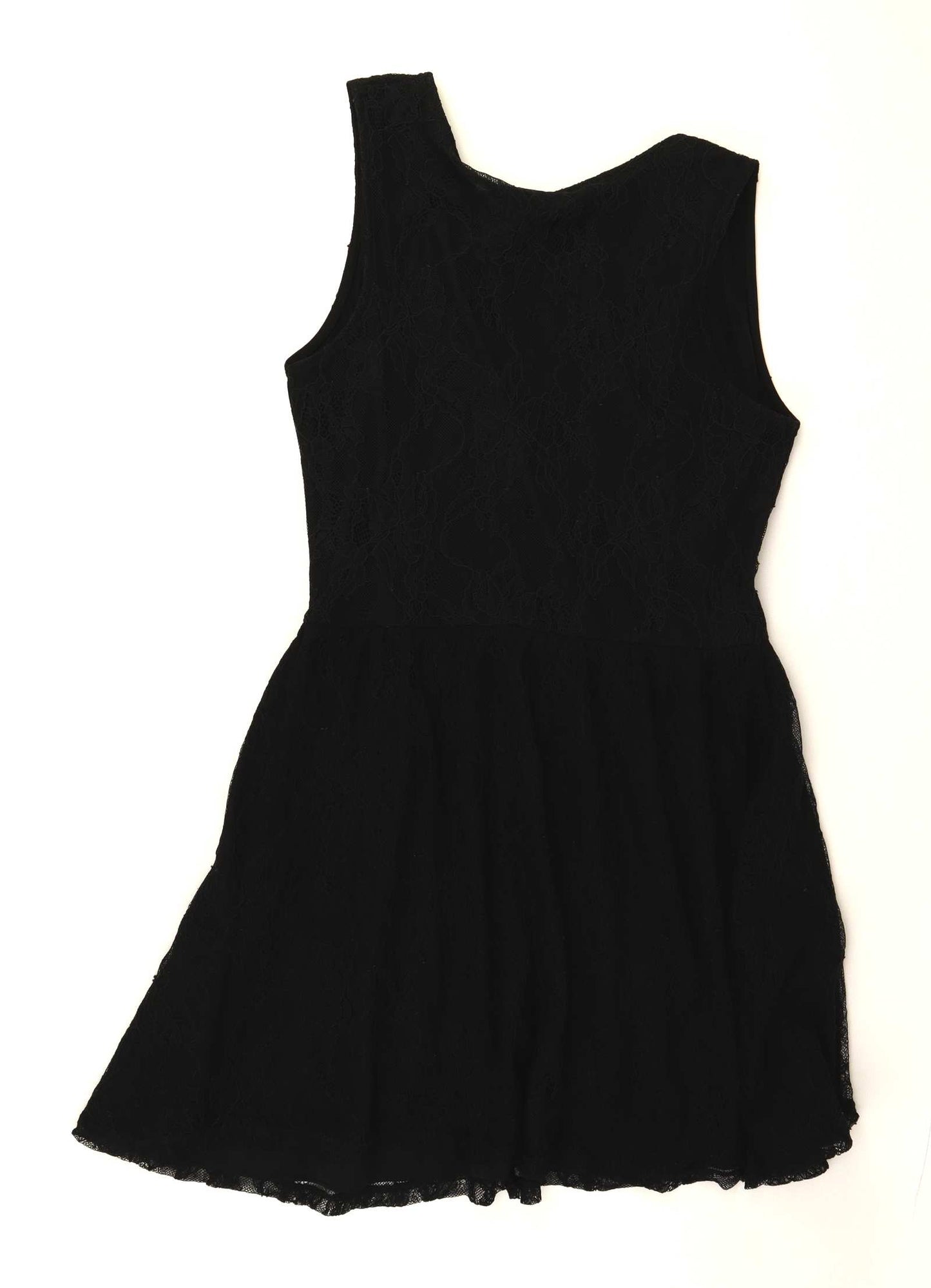 Divided Womens Size S Floral Black Lace Zip Dress (Regular)