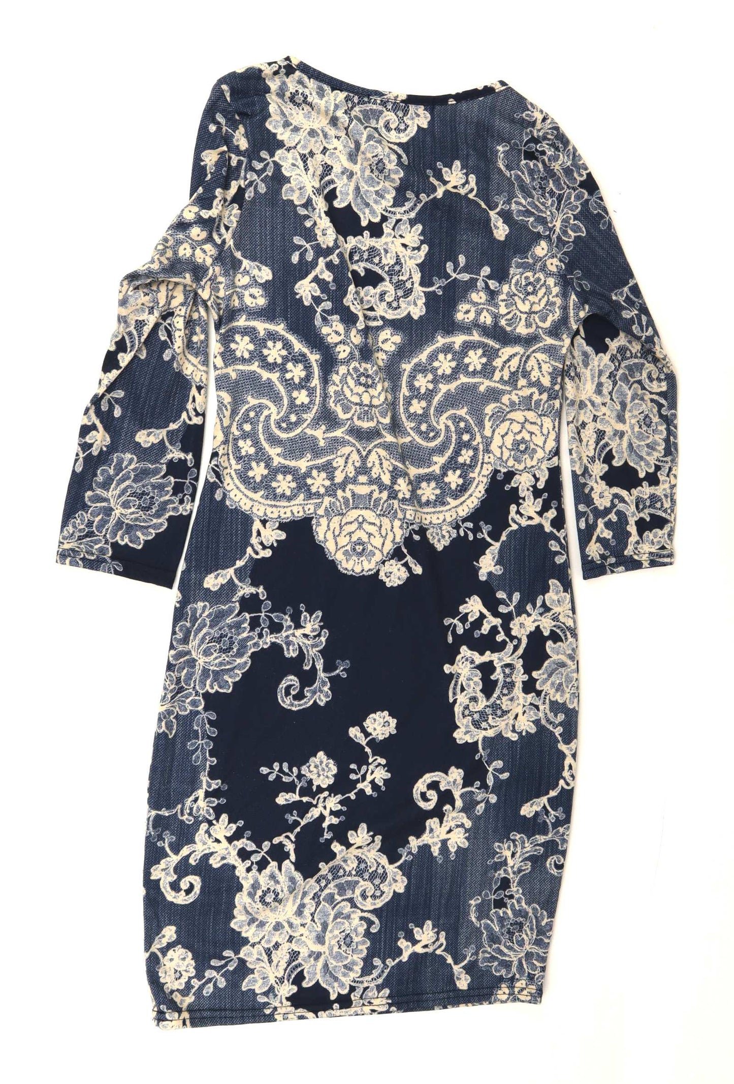 Boohoo Womens Size 8 Floral Blue Bodycon Dress (Regular)