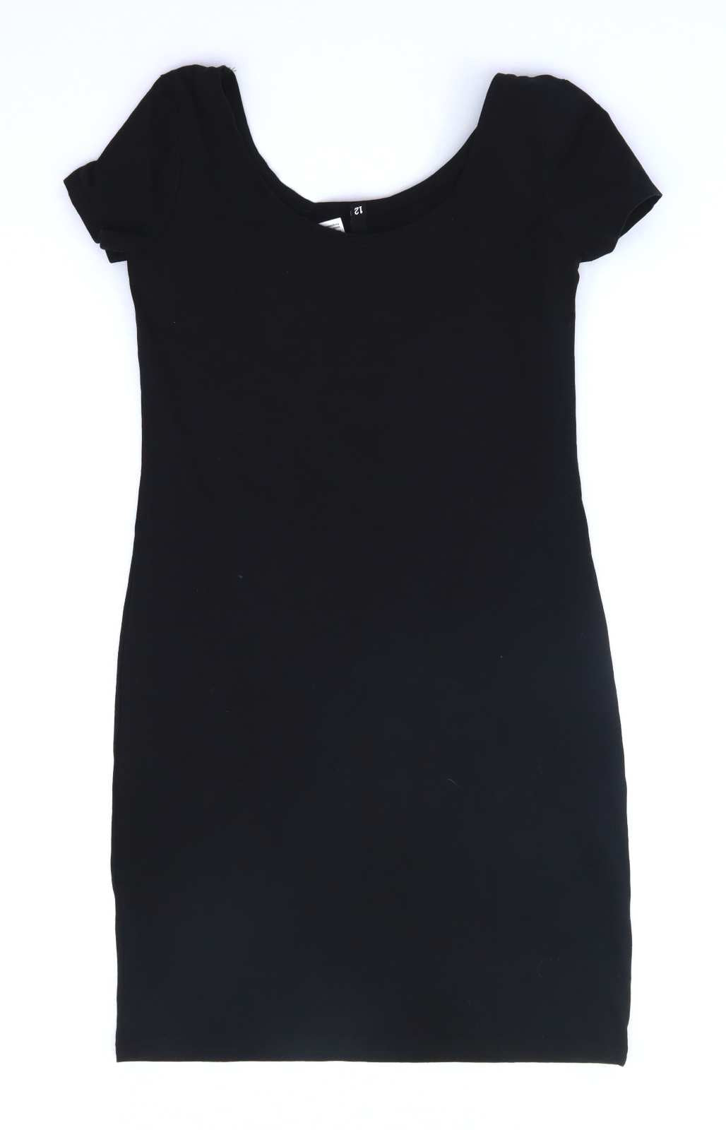 Divided Womens Size 12 Cotton Blend Black Body Con Mini Dress (Regular)
