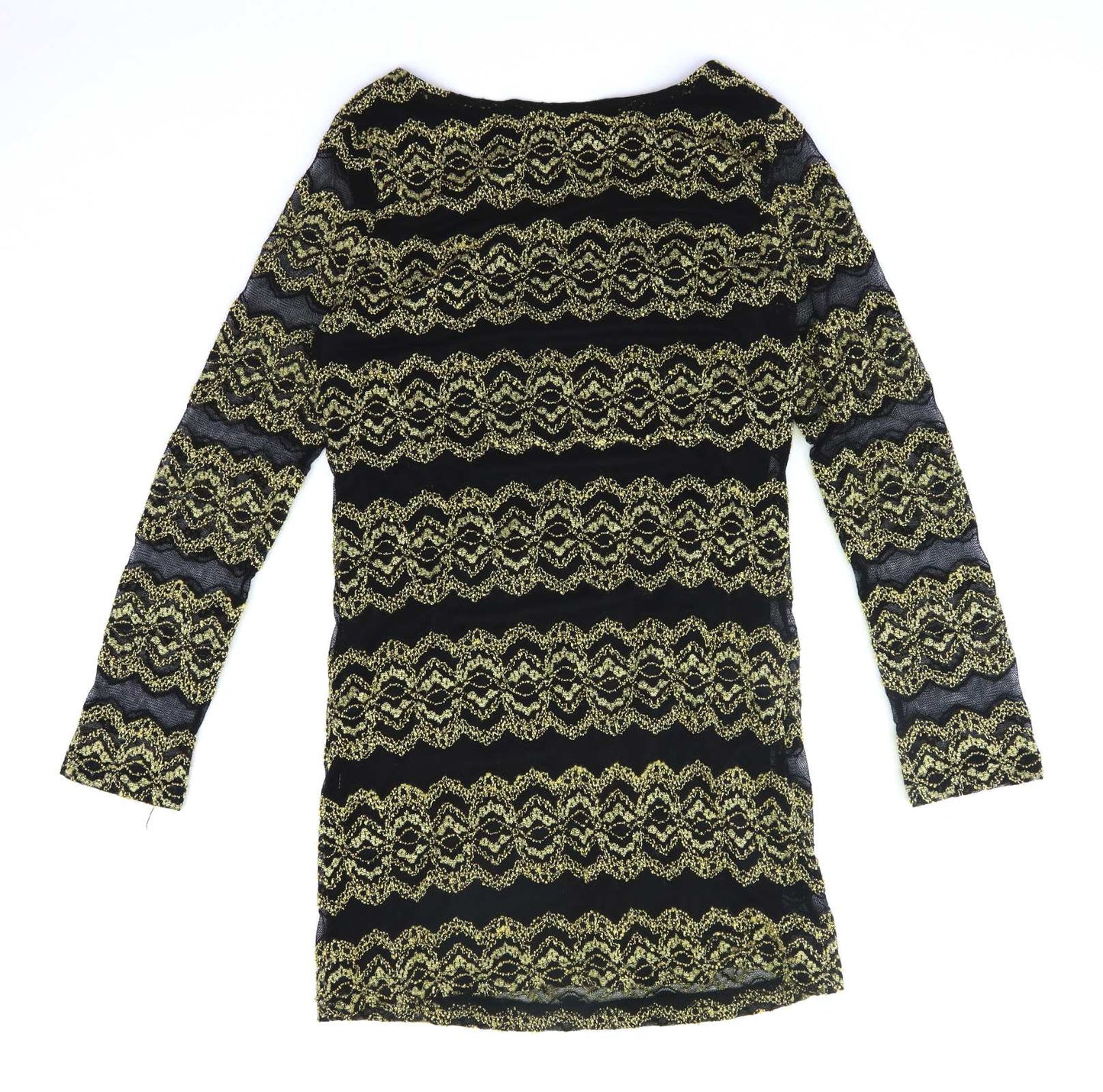 Cameo Rose Womens Size 14 Geometric Black Gold Mesh Party Shiny Sparkly Dress (Regular)