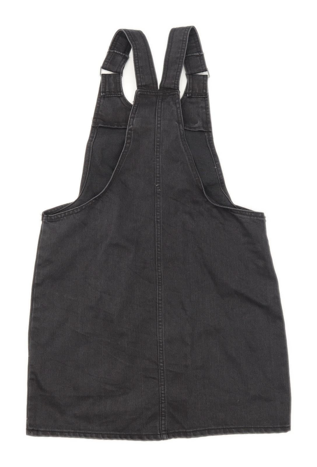 Denim Co Womens Size 8 Denim Strappy Black Dungaree Dress (Regular)
